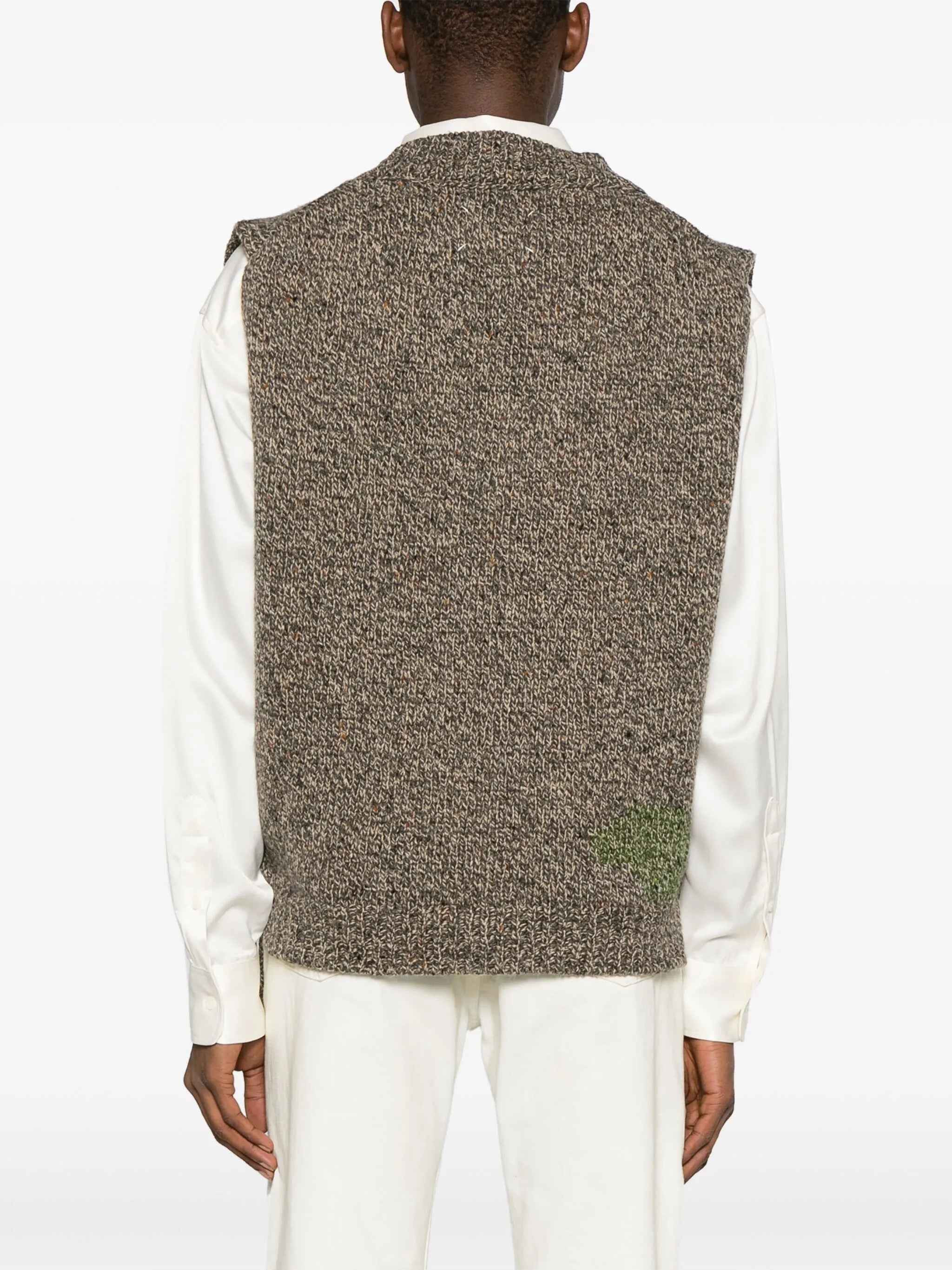 mélange wool-blend vest