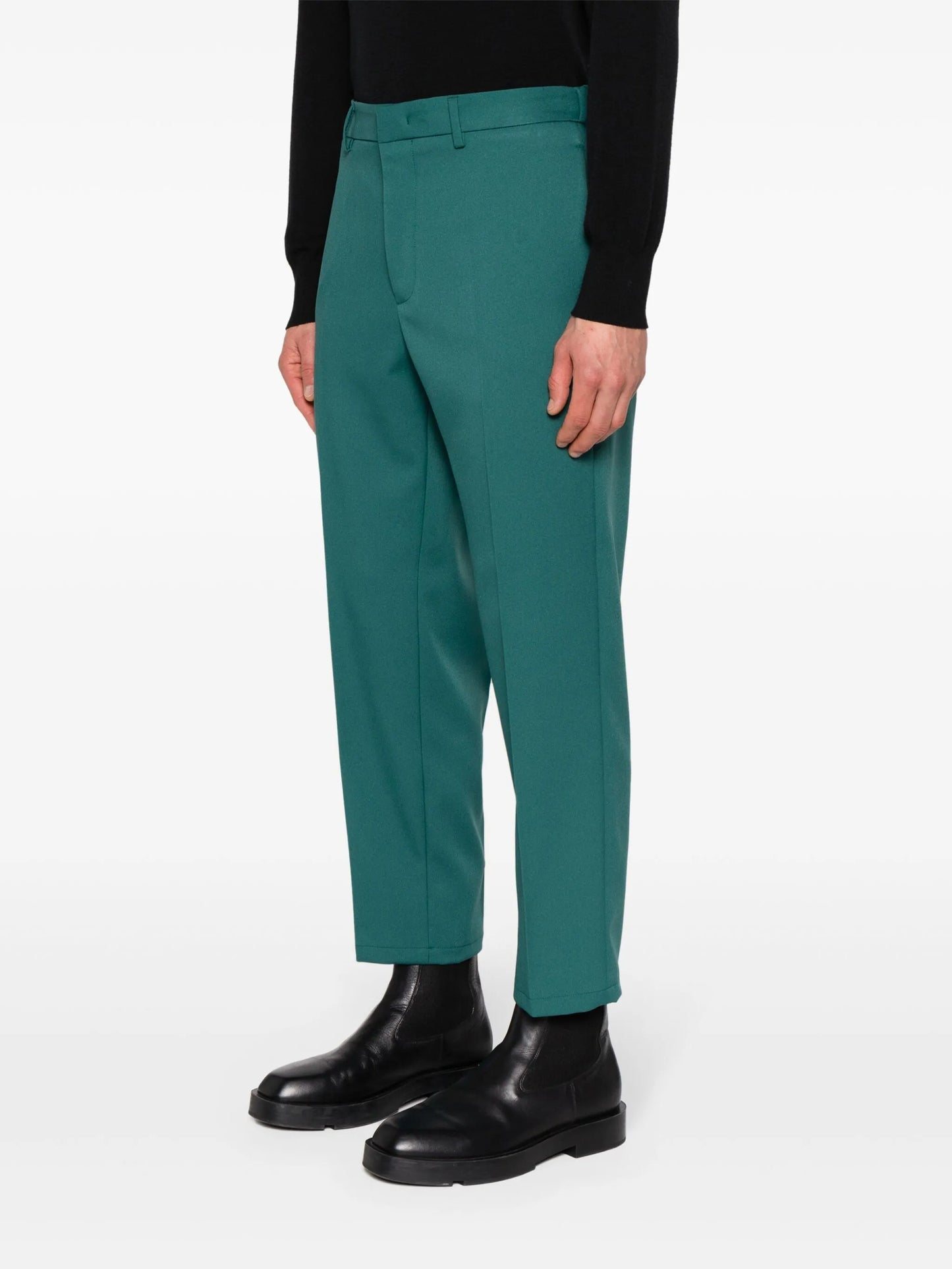 pressed-crease straight trousers