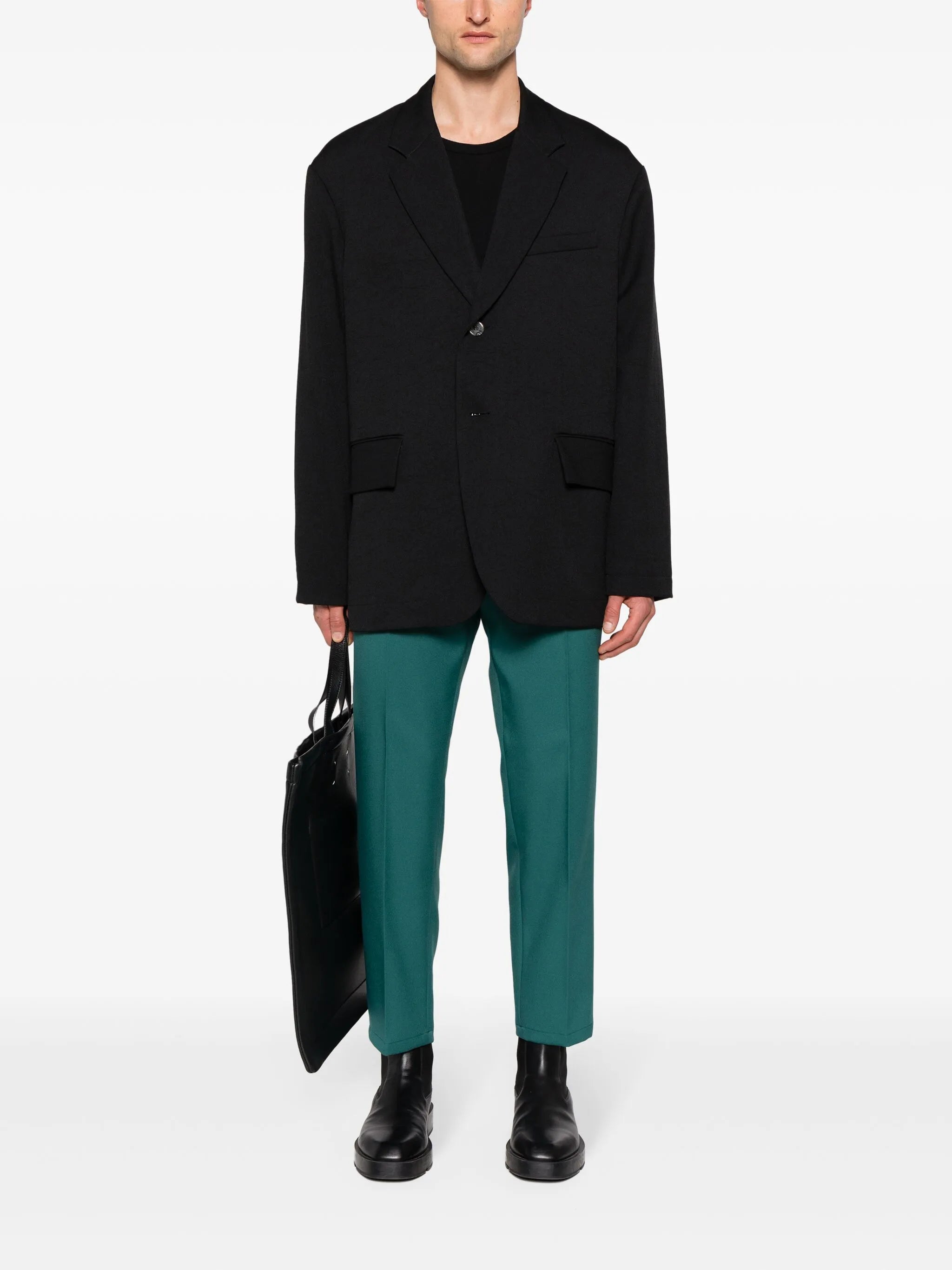pressed-crease straight trousers