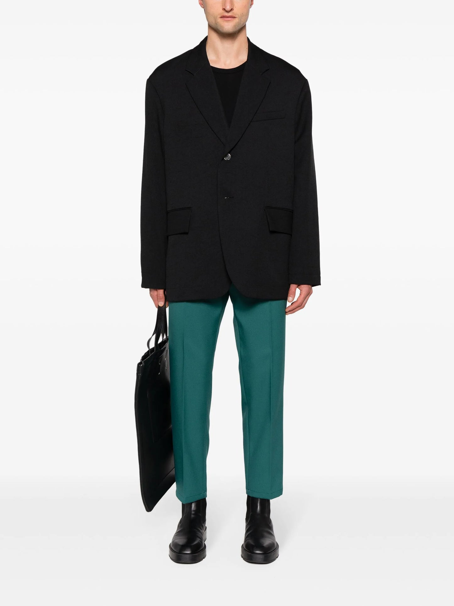pressed-crease straight trousers