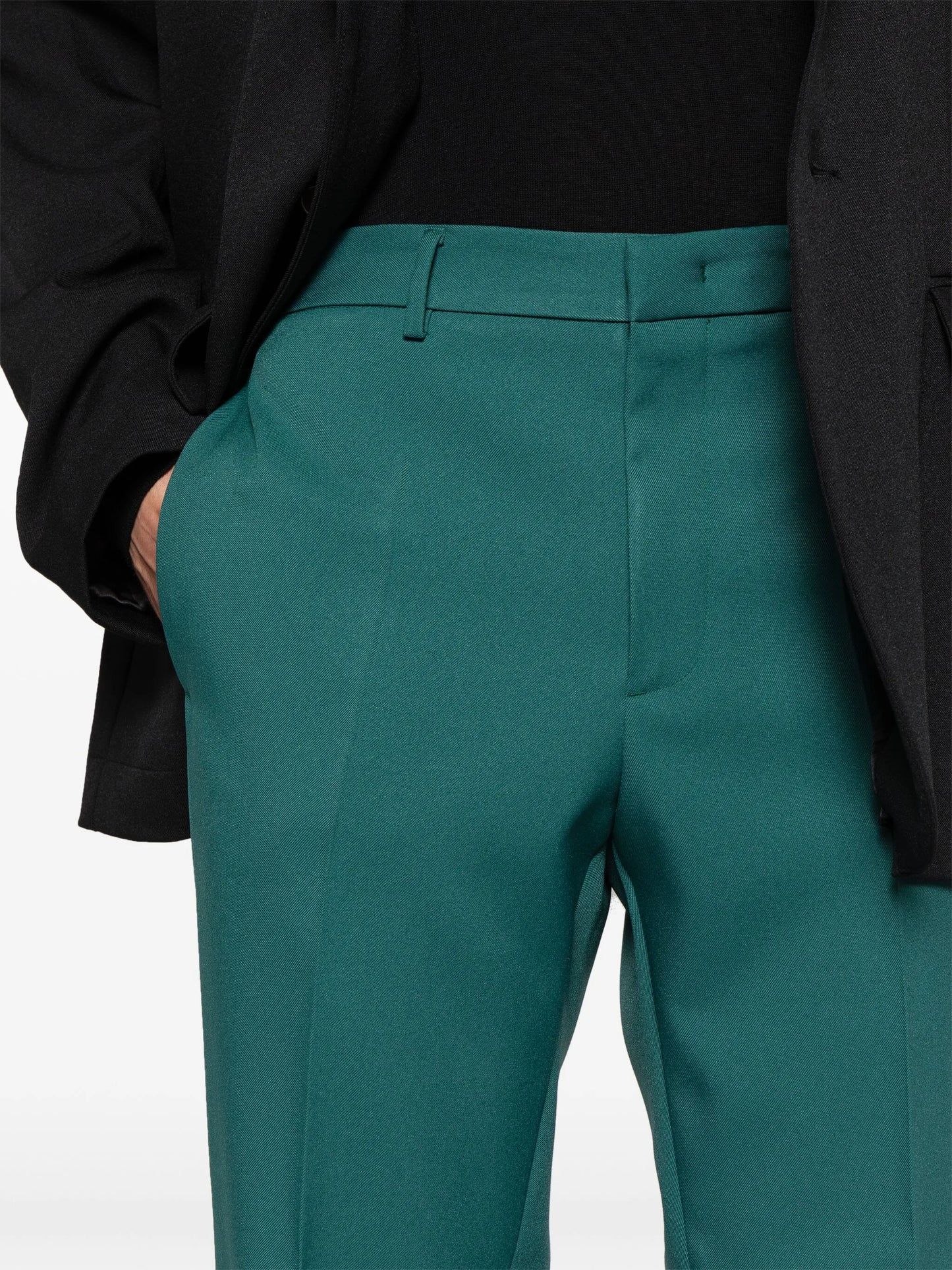 pressed-crease straight trousers