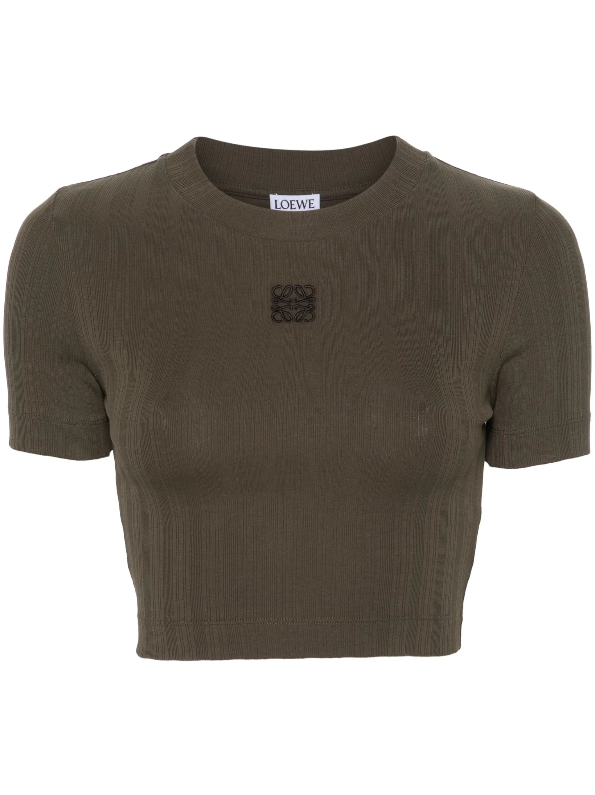 Anagram-embroidered cropped T-shirt