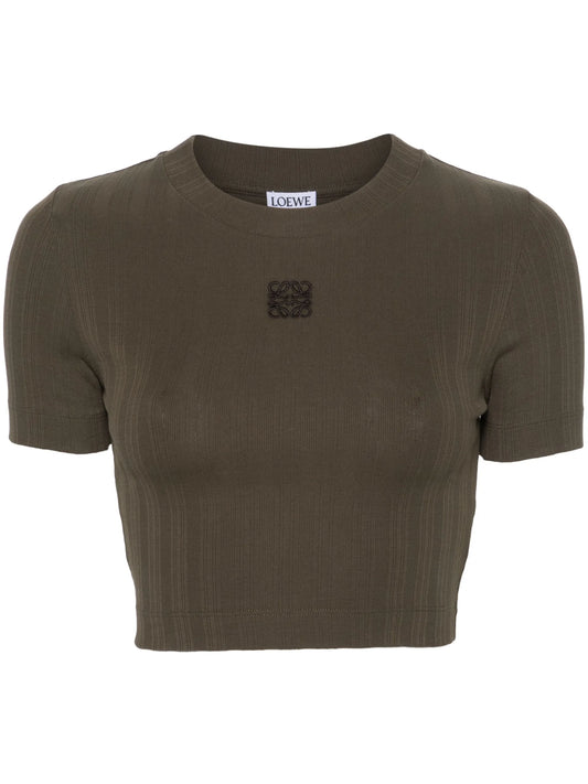Anagram-embroidered cropped T-shirt