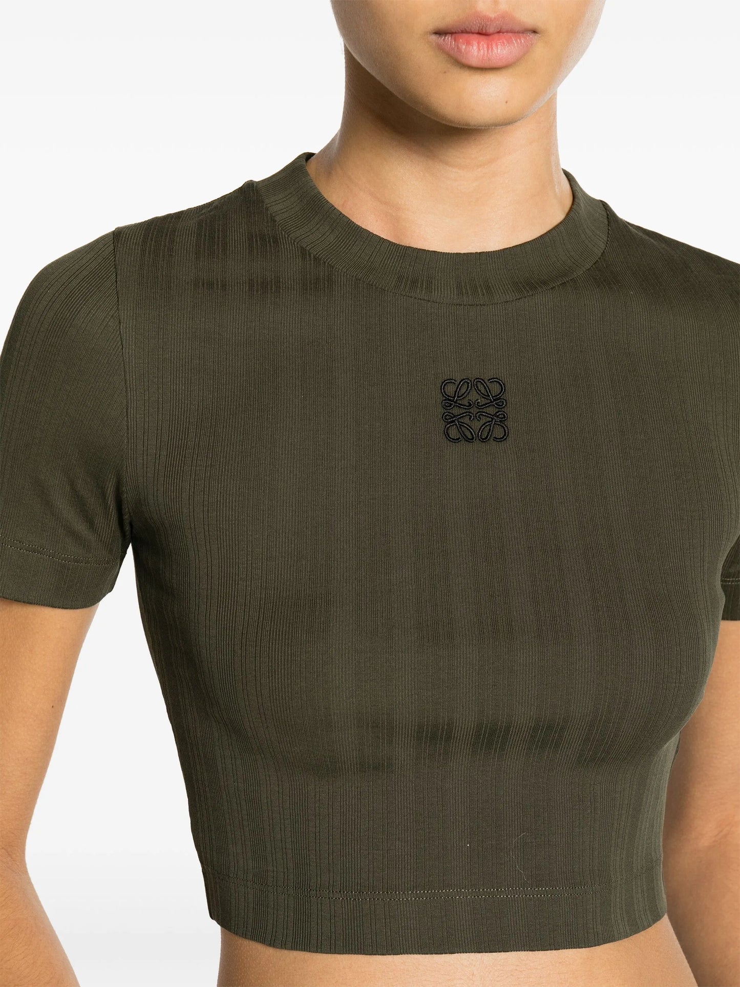 Anagram-embroidered cropped T-shirt