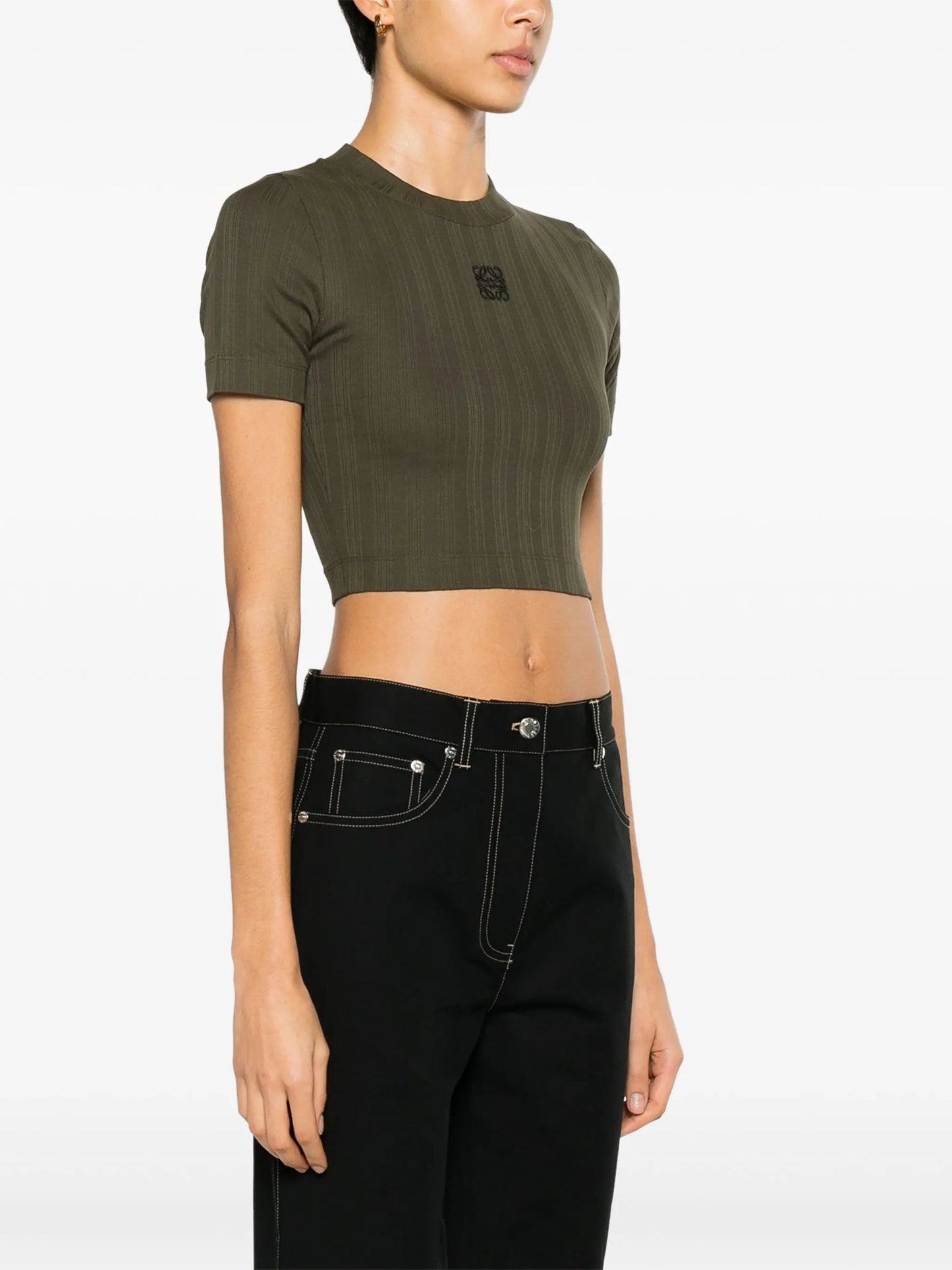 Anagram-embroidered cropped T-shirt