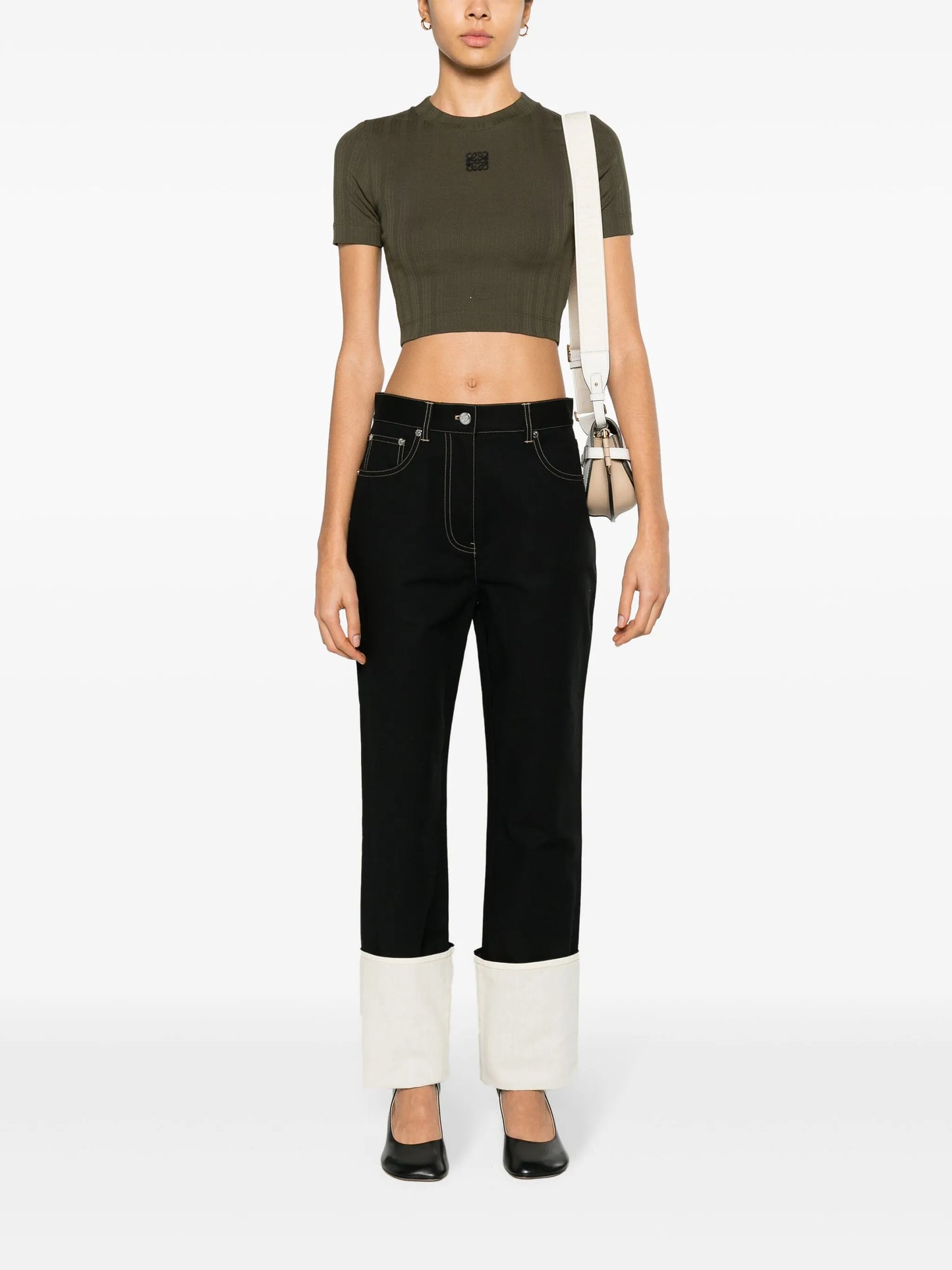 Anagram-embroidered cropped T-shirt