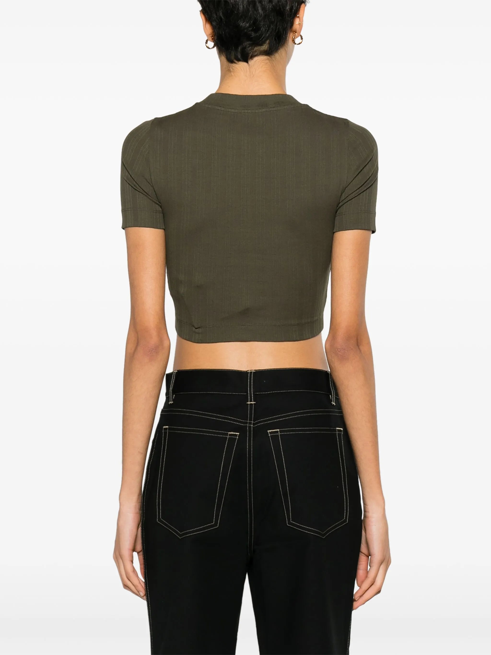 Anagram-embroidered cropped T-shirt