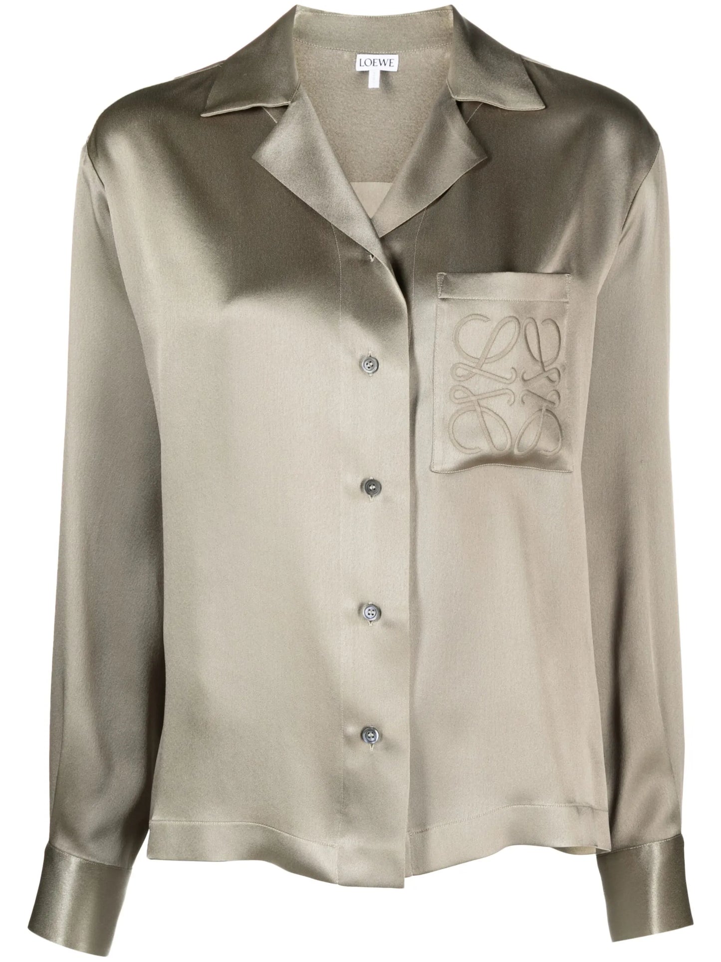 Anagram-embroidered silk shirt