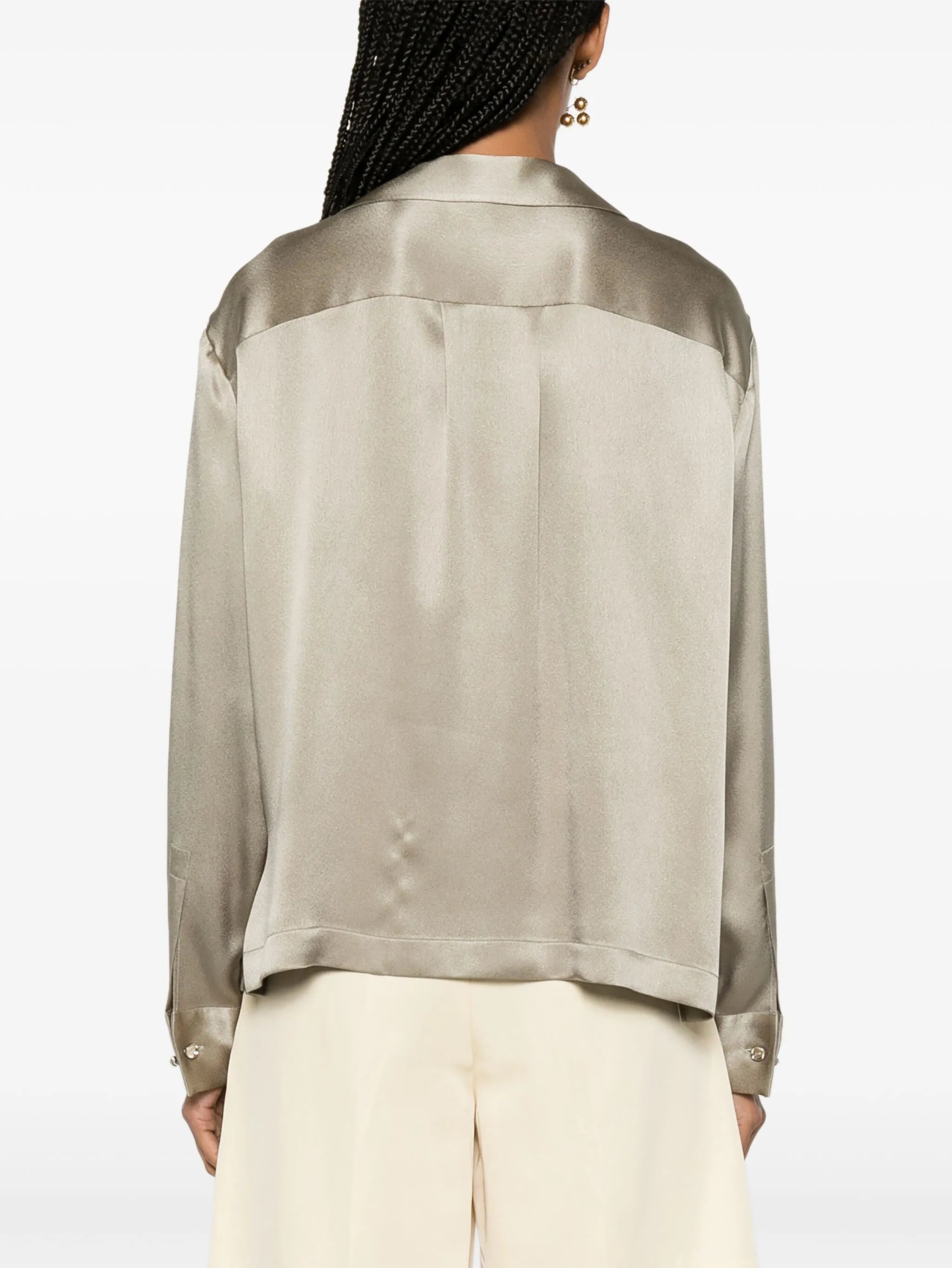Anagram-embroidered silk shirt
