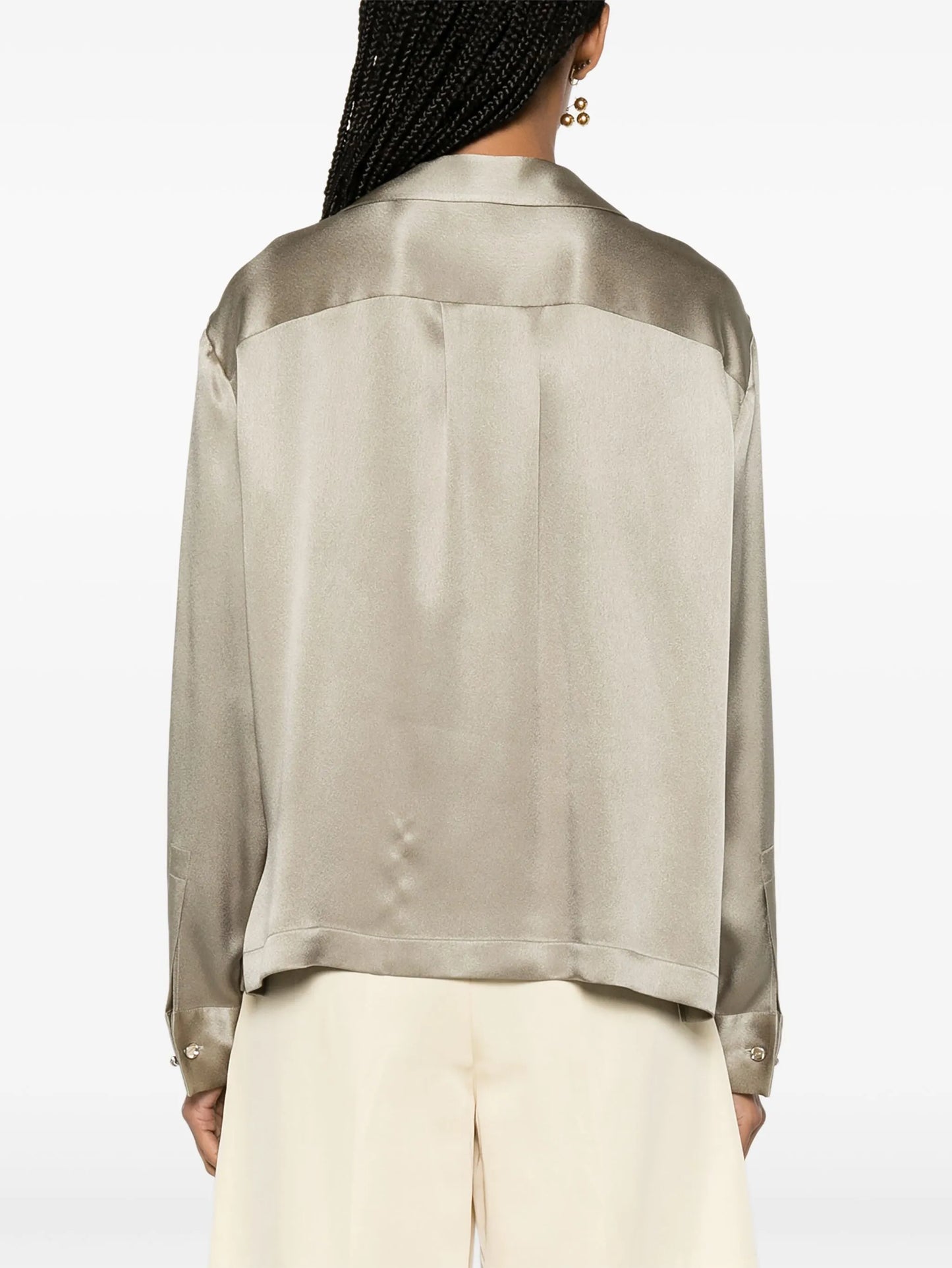 Anagram-embroidered silk shirt