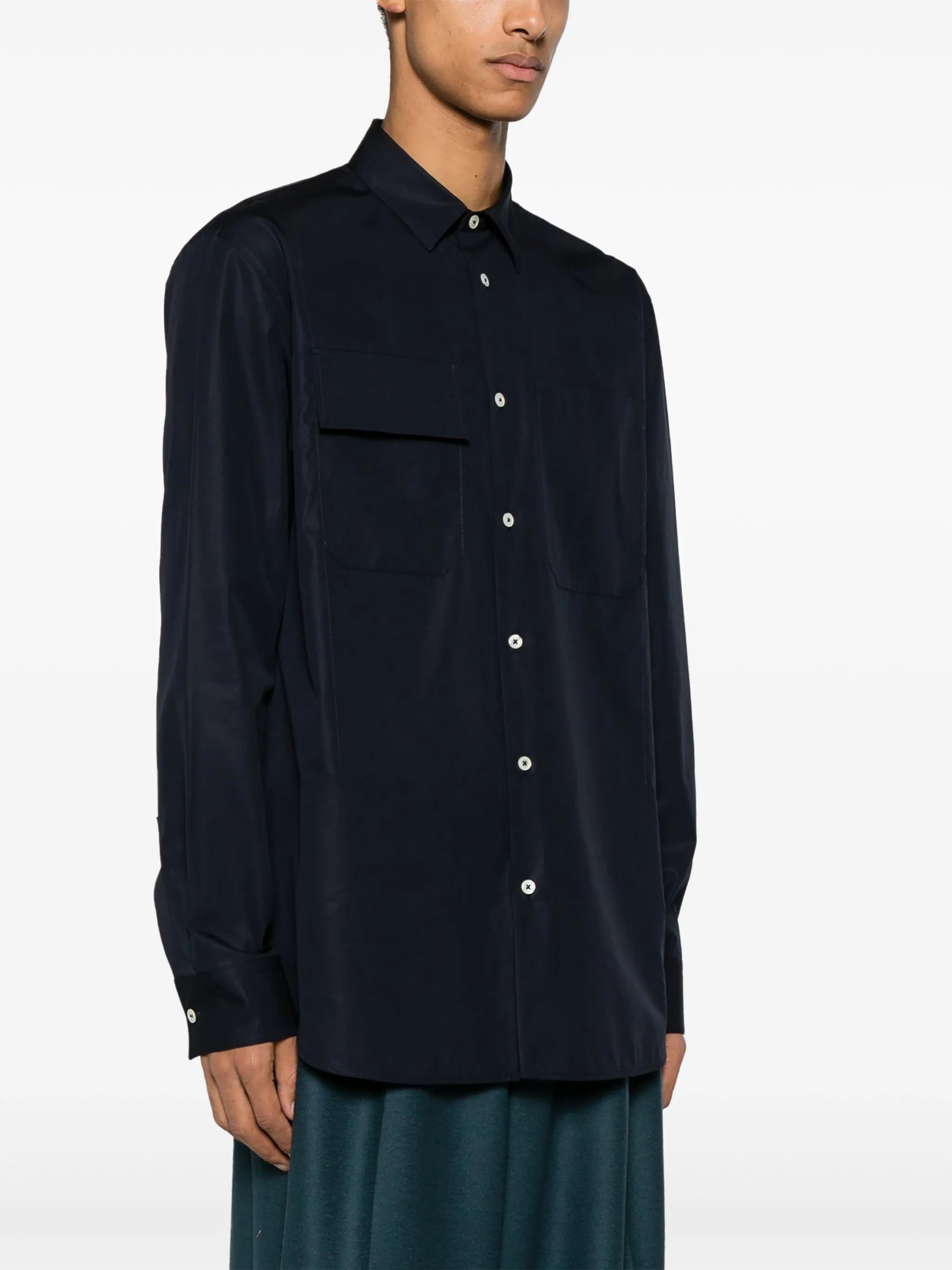 pointed-collar organic cotton shirt