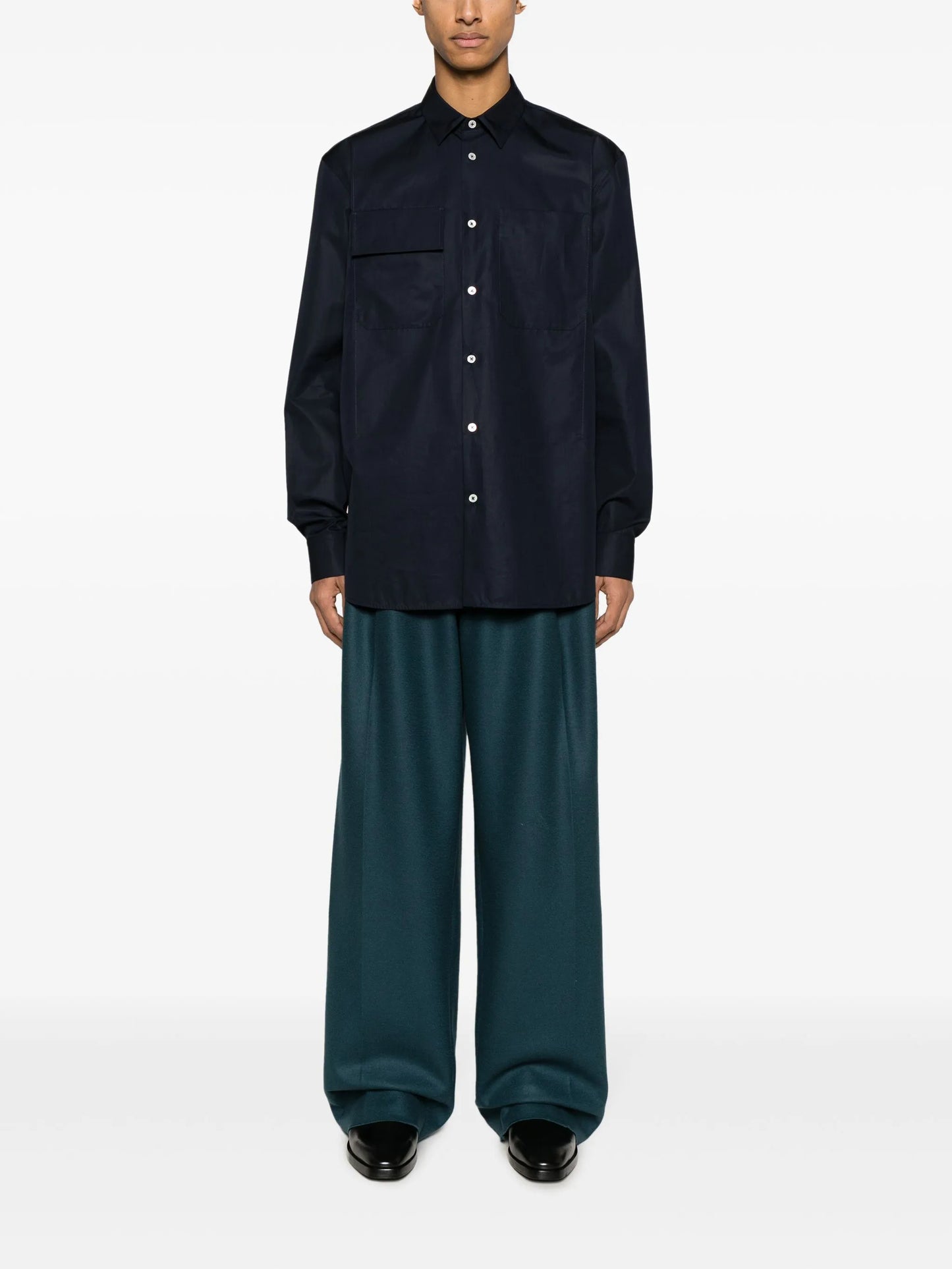 pointed-collar organic cotton shirt