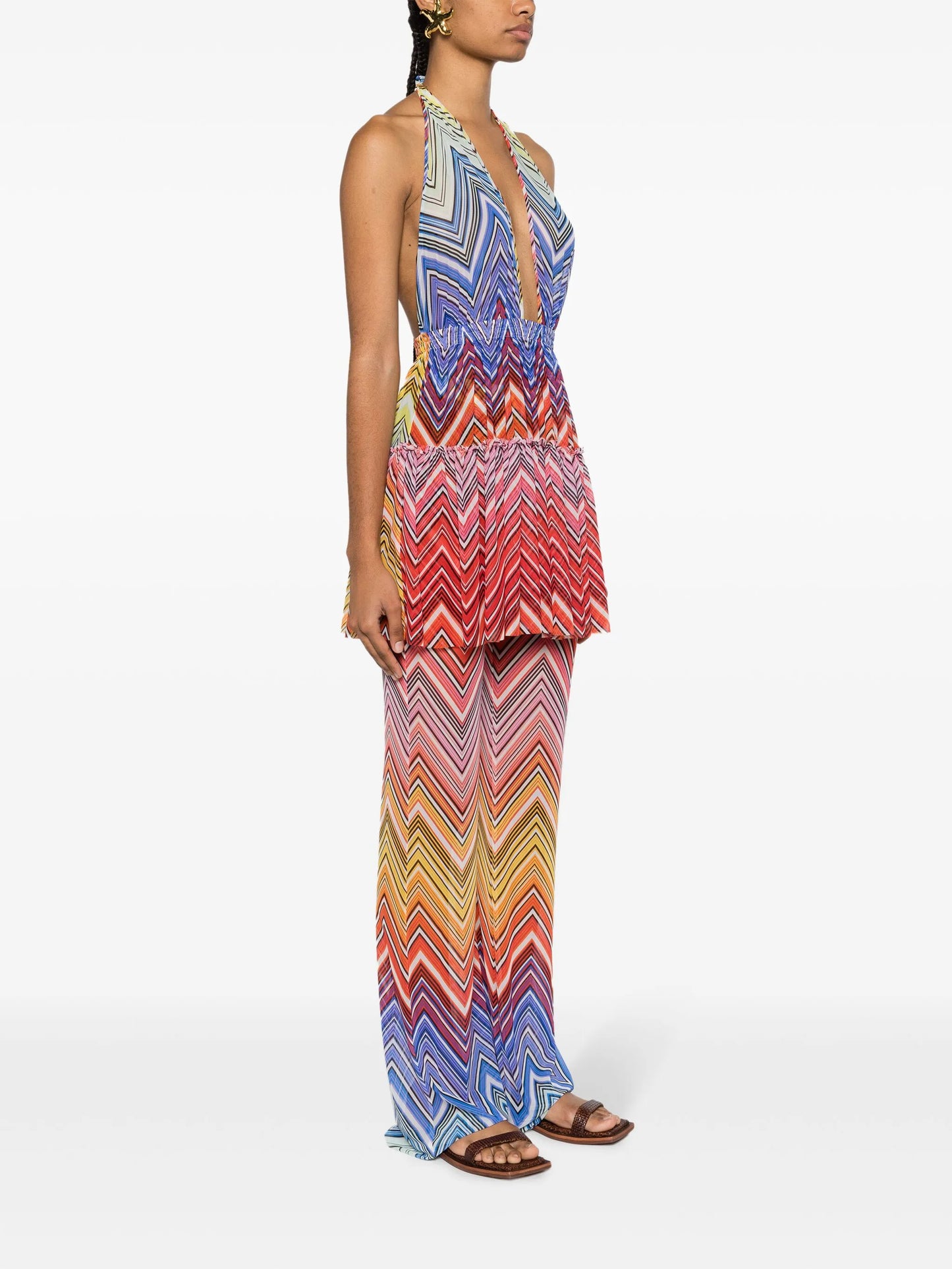 Zigzag-print tulle minidress