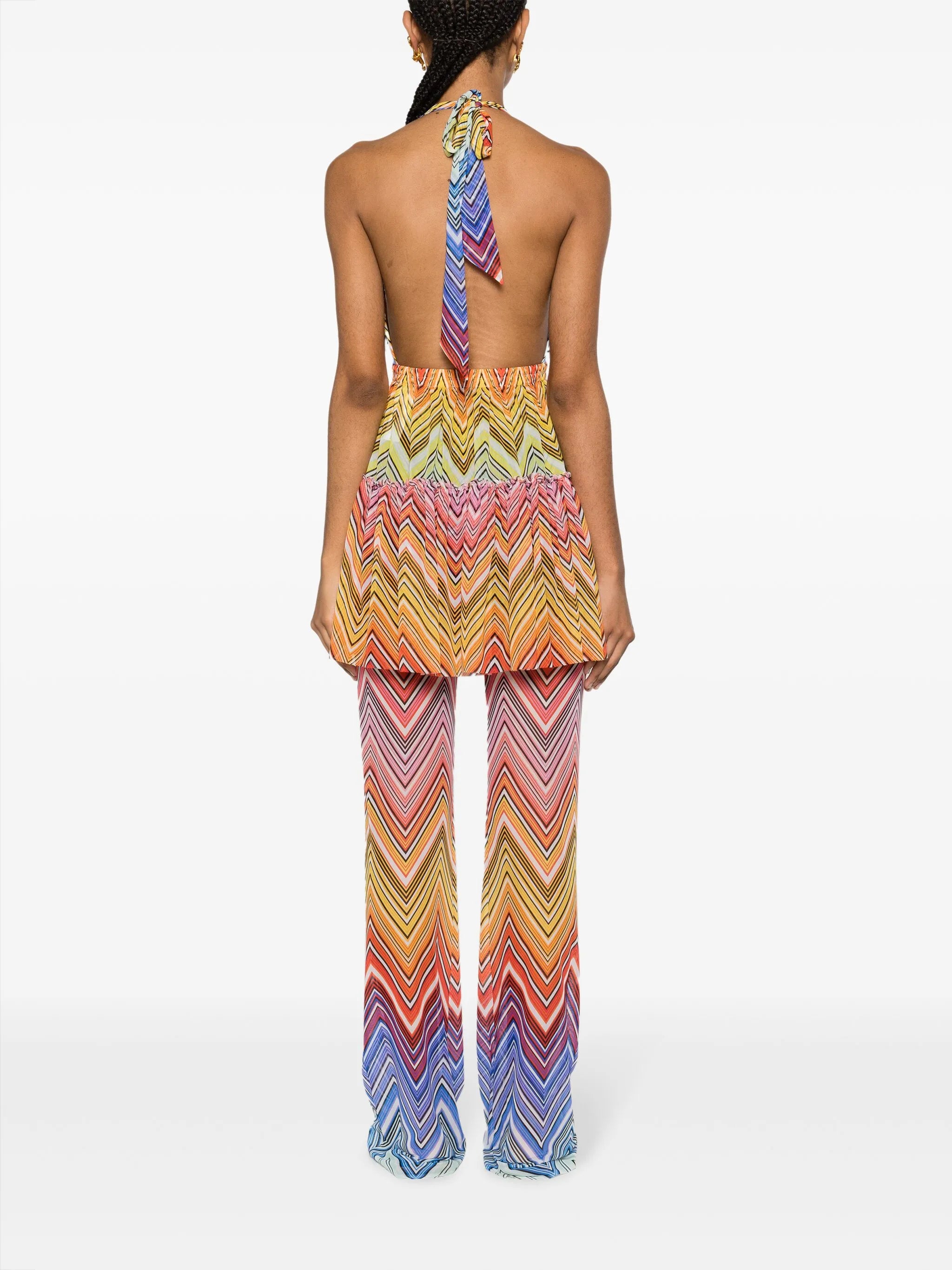 Zigzag-print tulle minidress