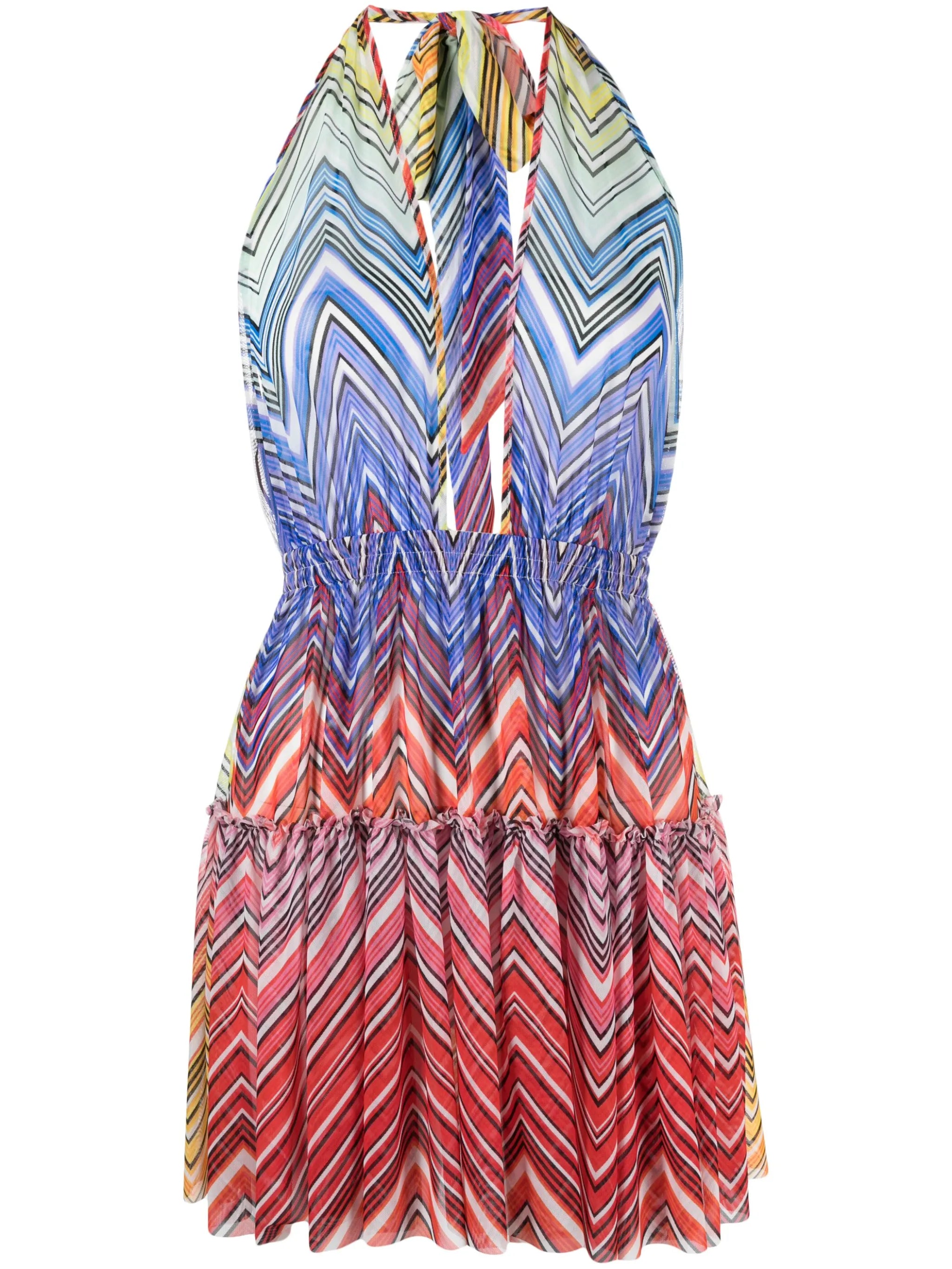 Zigzag-print tulle minidress