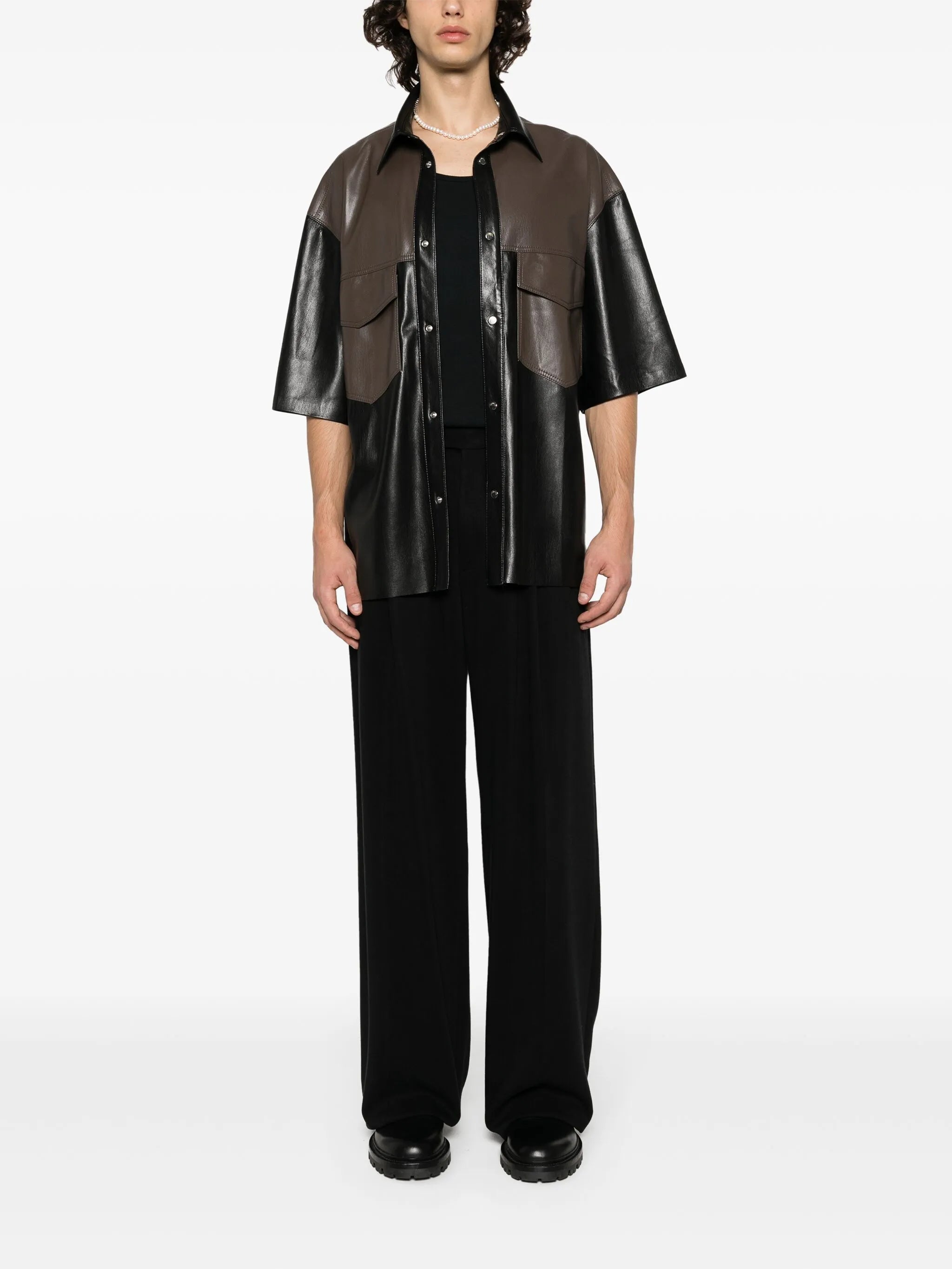 Mance faux-leather shirt