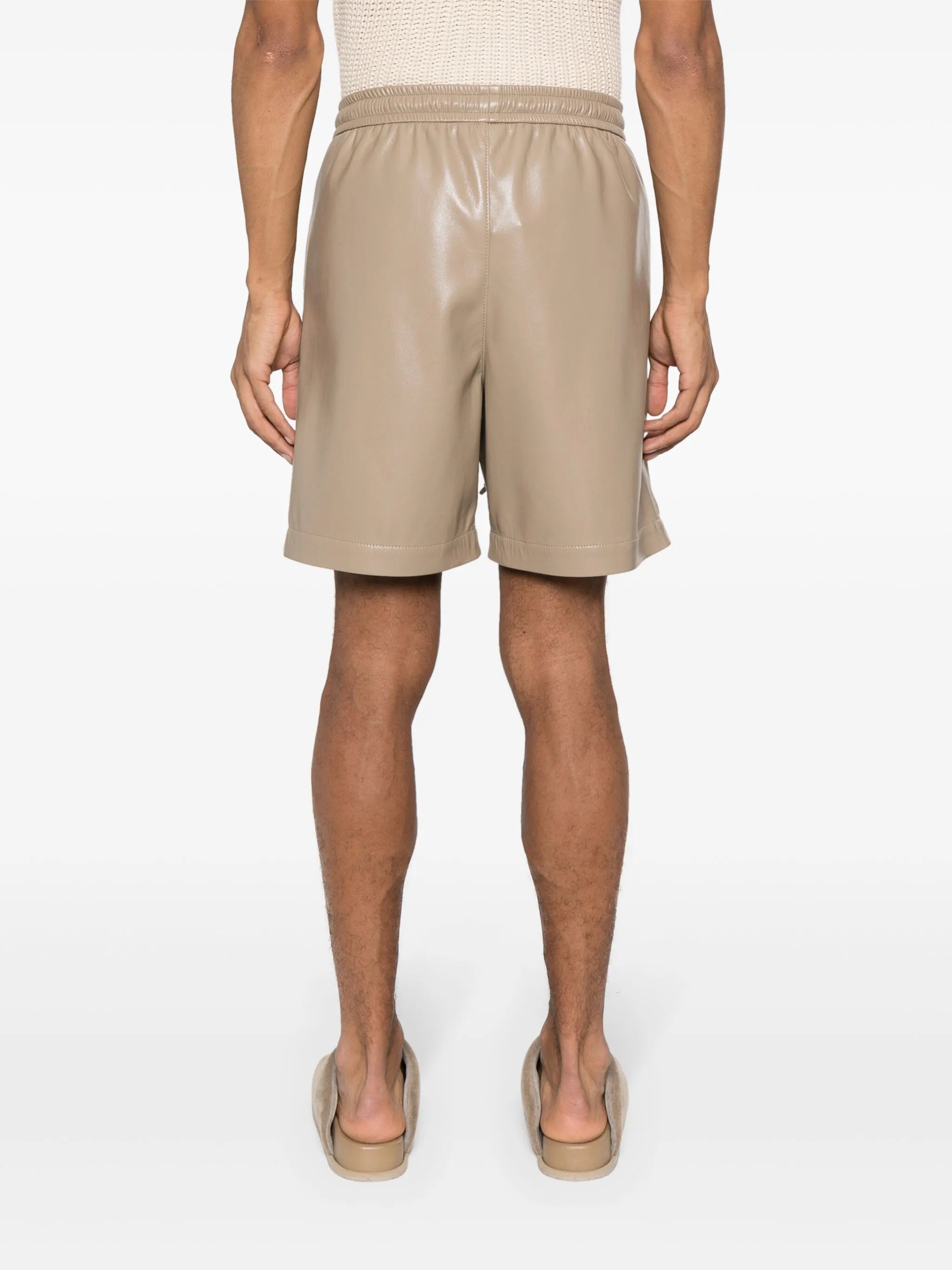 elasticated-waist faux-leather shorts