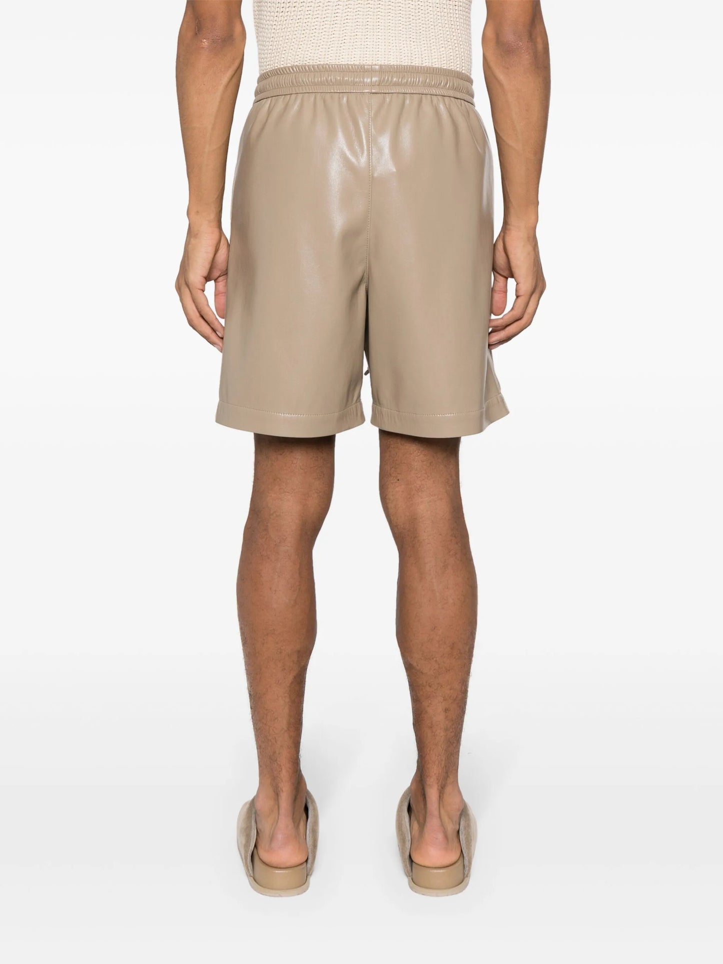 elasticated-waist faux-leather shorts