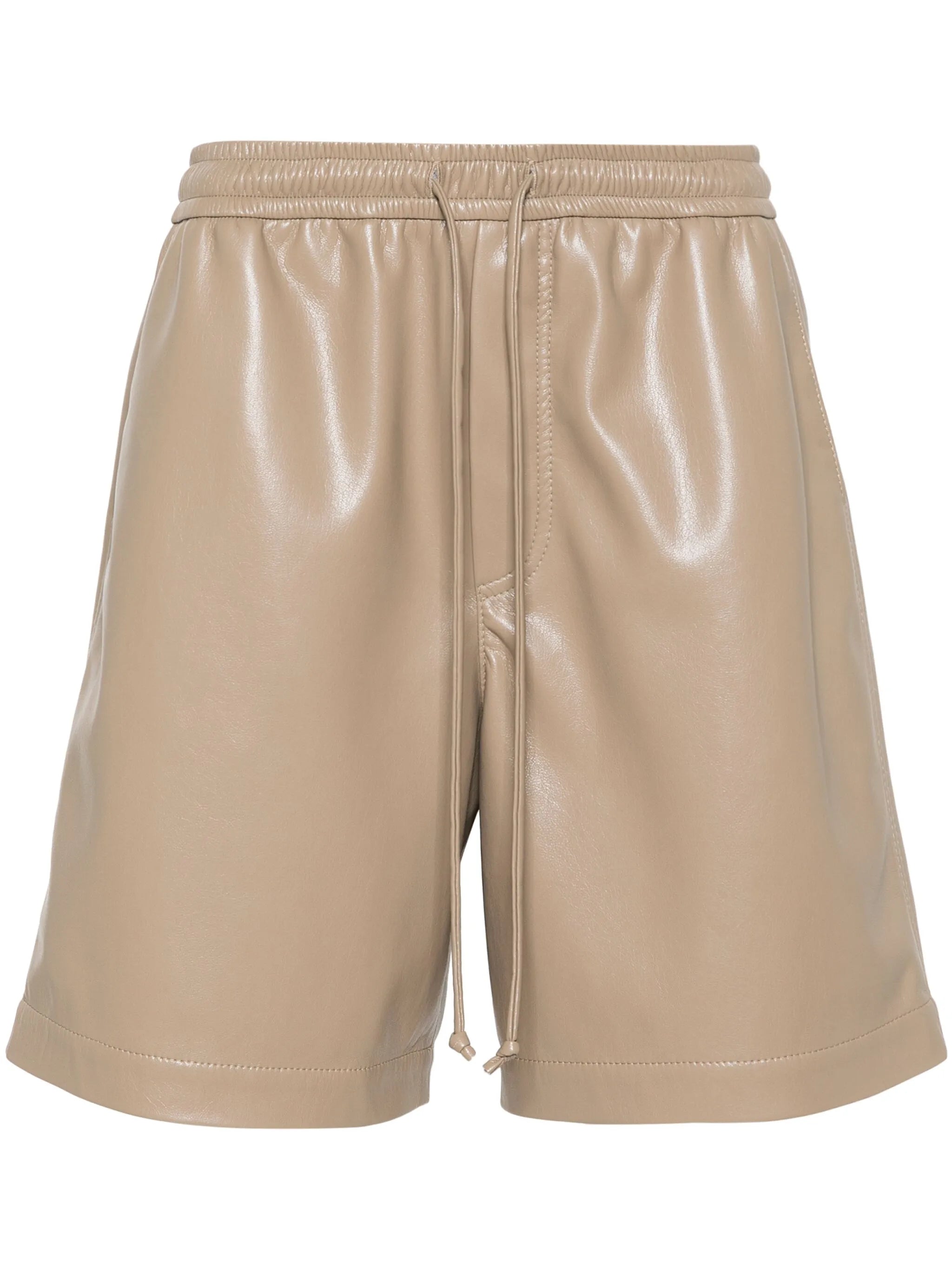 elasticated-waist faux-leather shorts