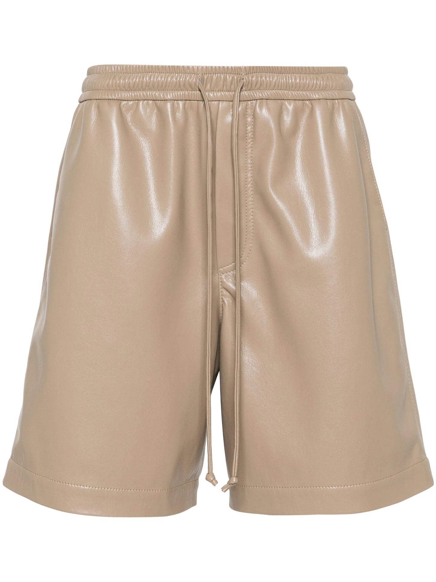 elasticated-waist faux-leather shorts