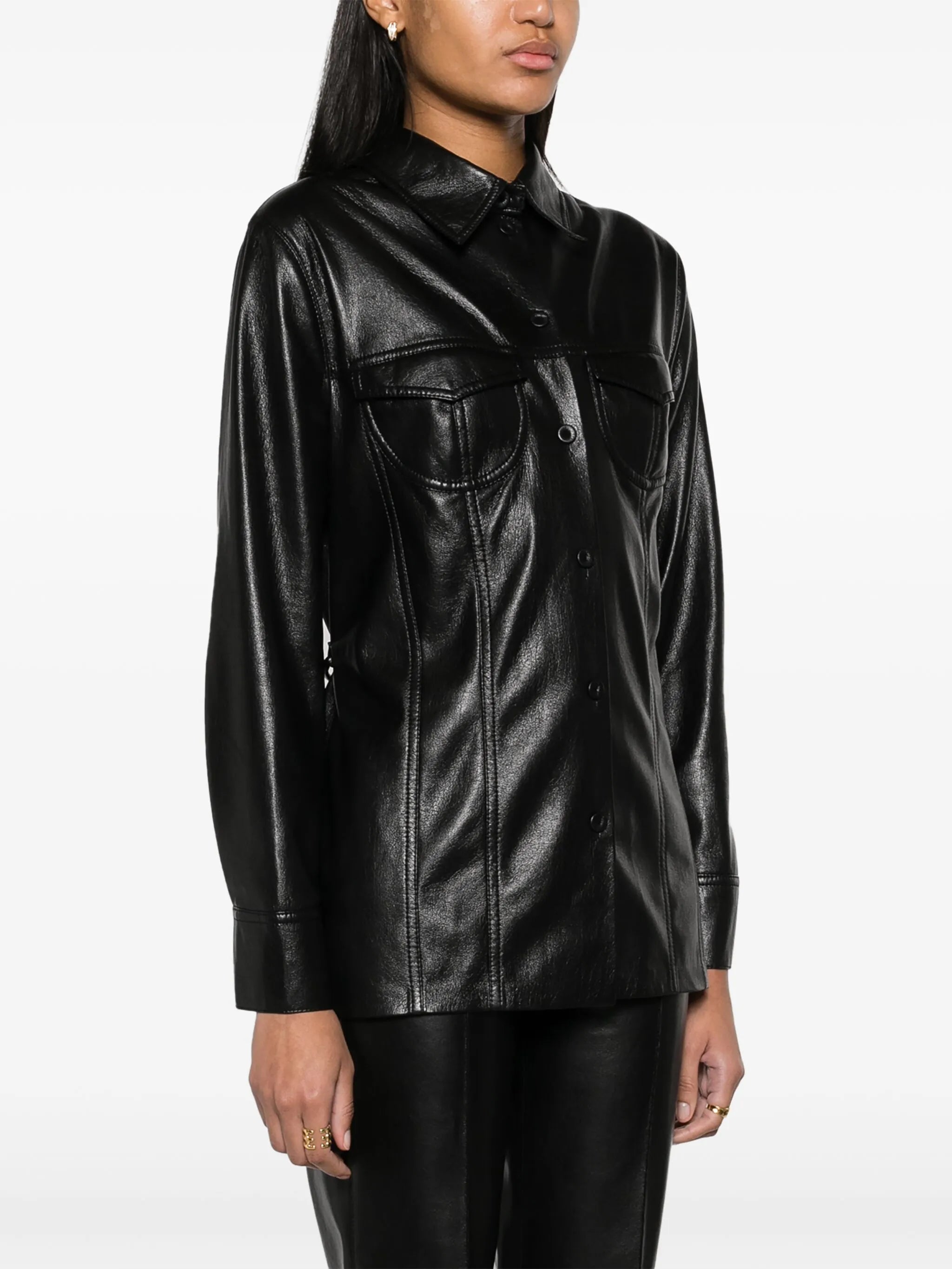 Karline faux-leather shirt