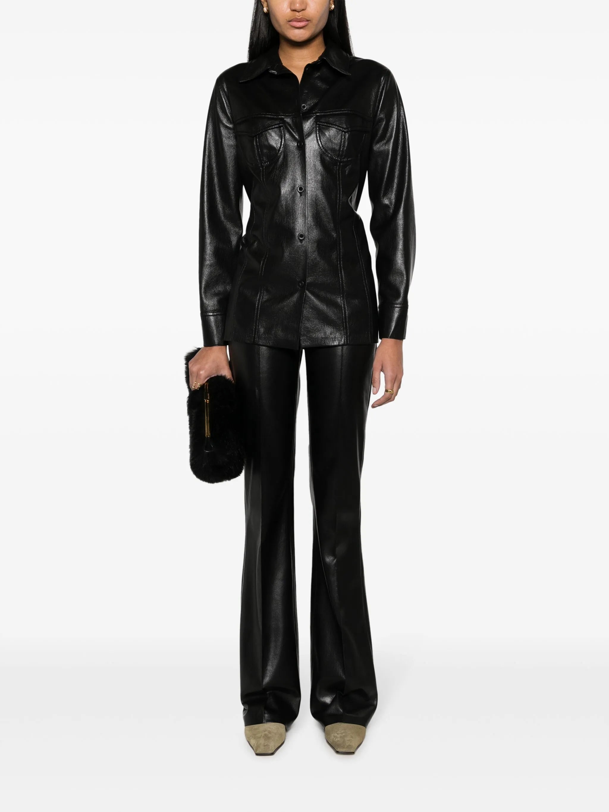 Karline faux-leather shirt