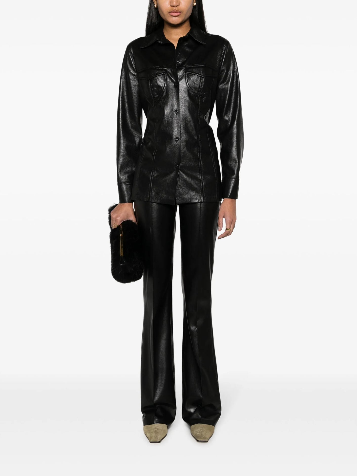 Karline faux-leather shirt