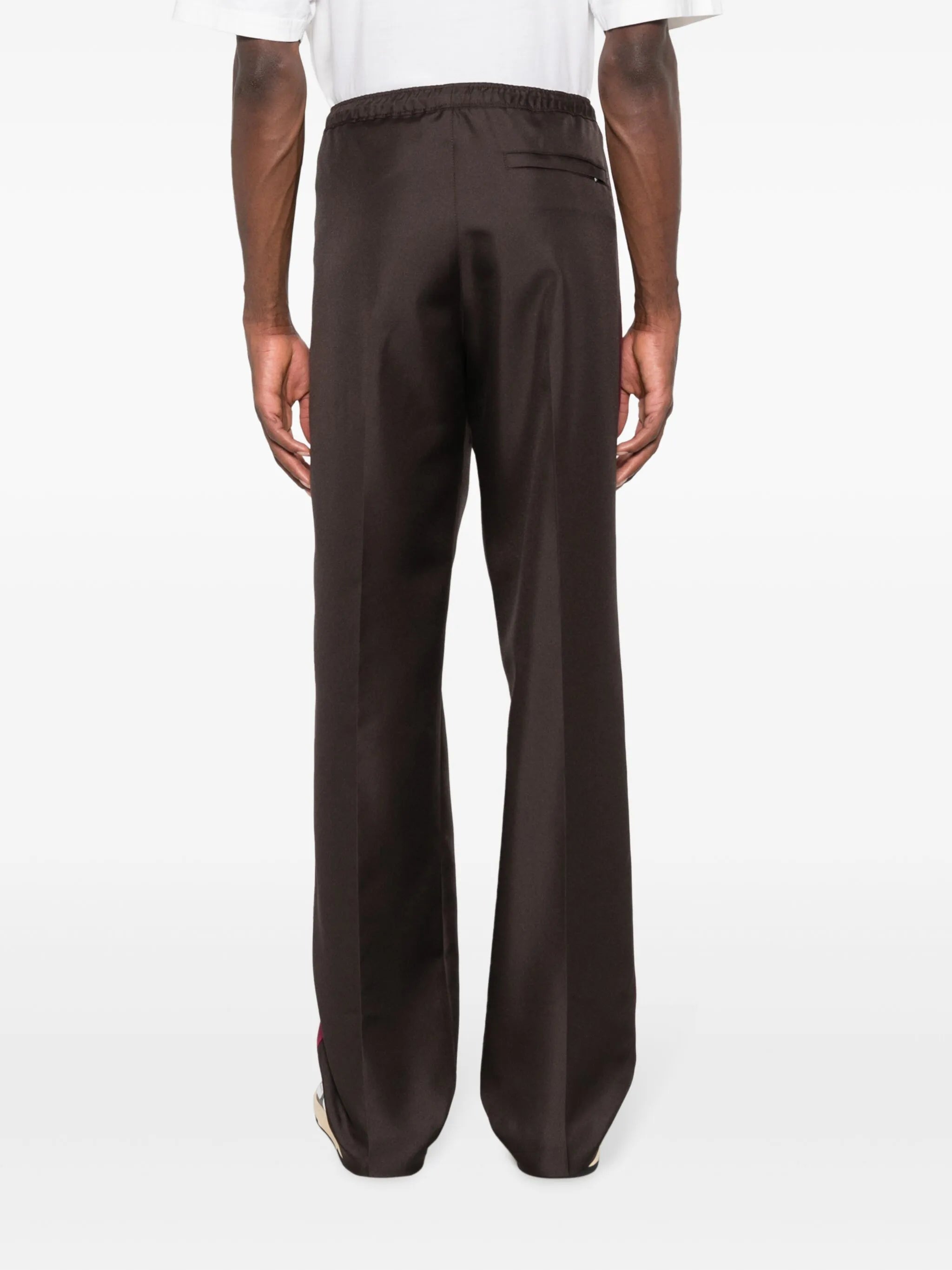 side-stripe drawstring straight-leg trousers