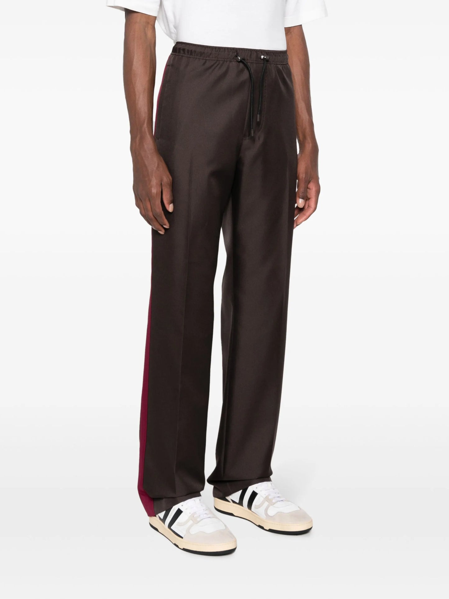 side-stripe drawstring straight-leg trousers