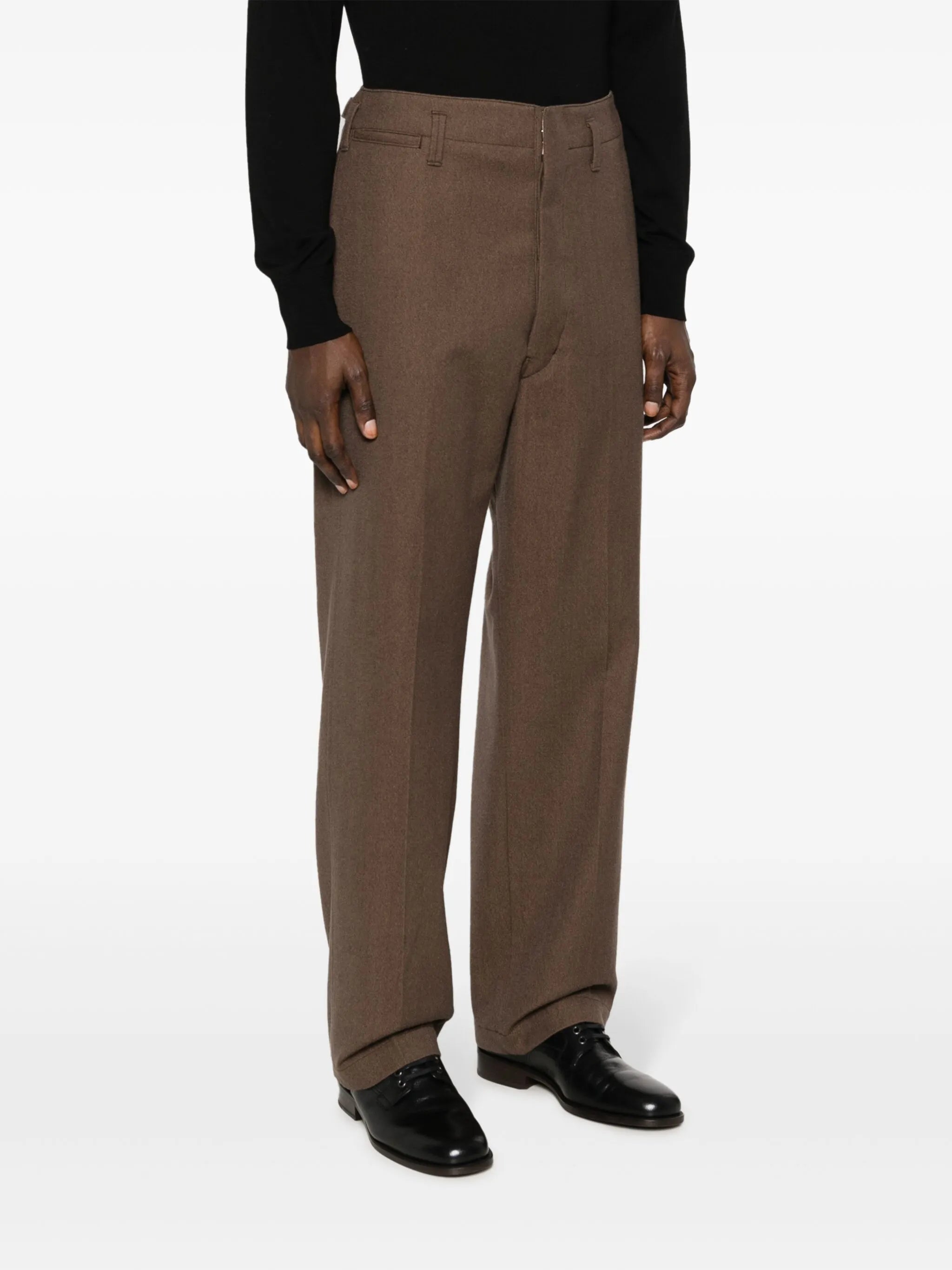 straight-leg wool-blend trousers