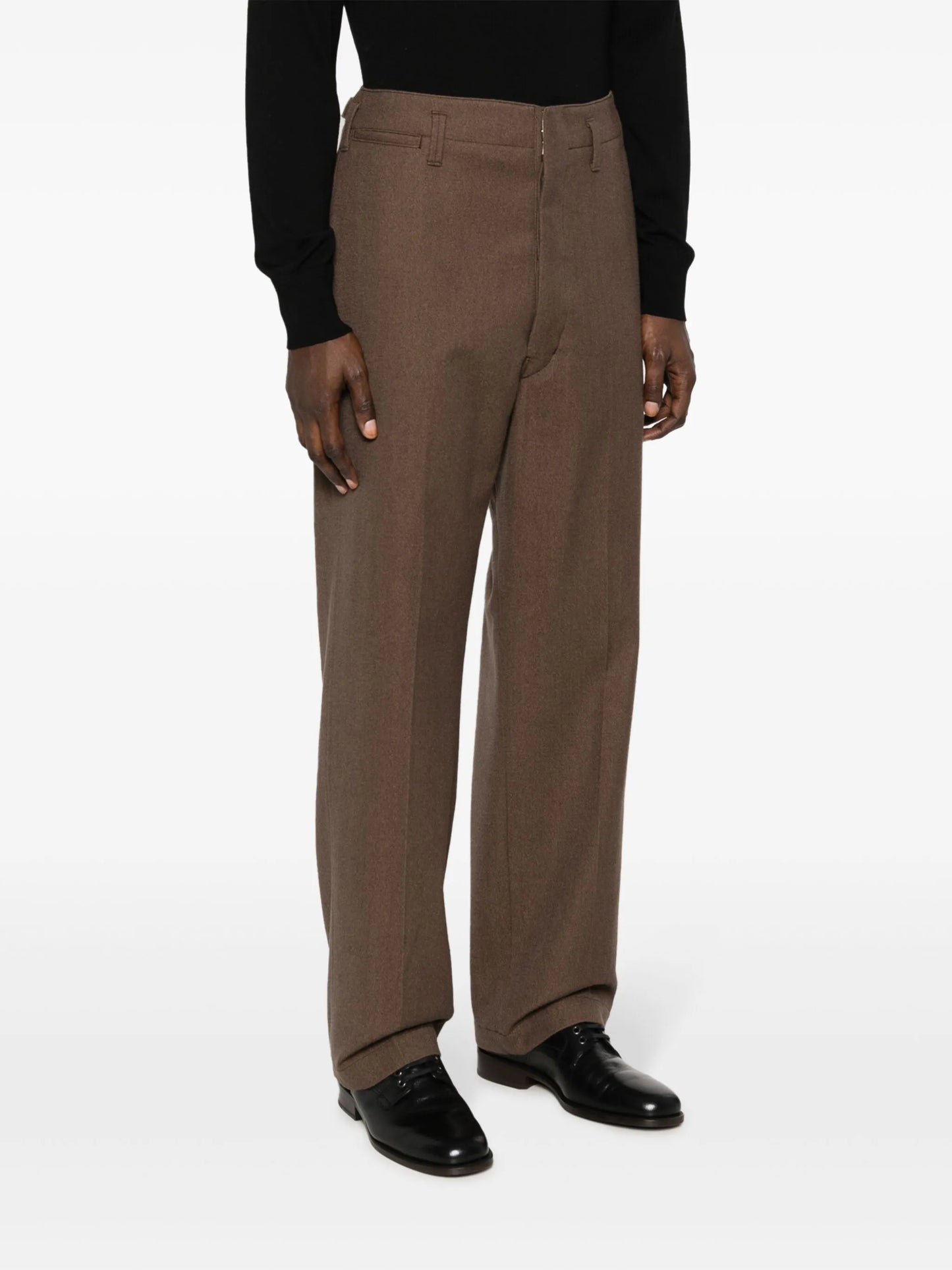 straight-leg wool-blend trousers