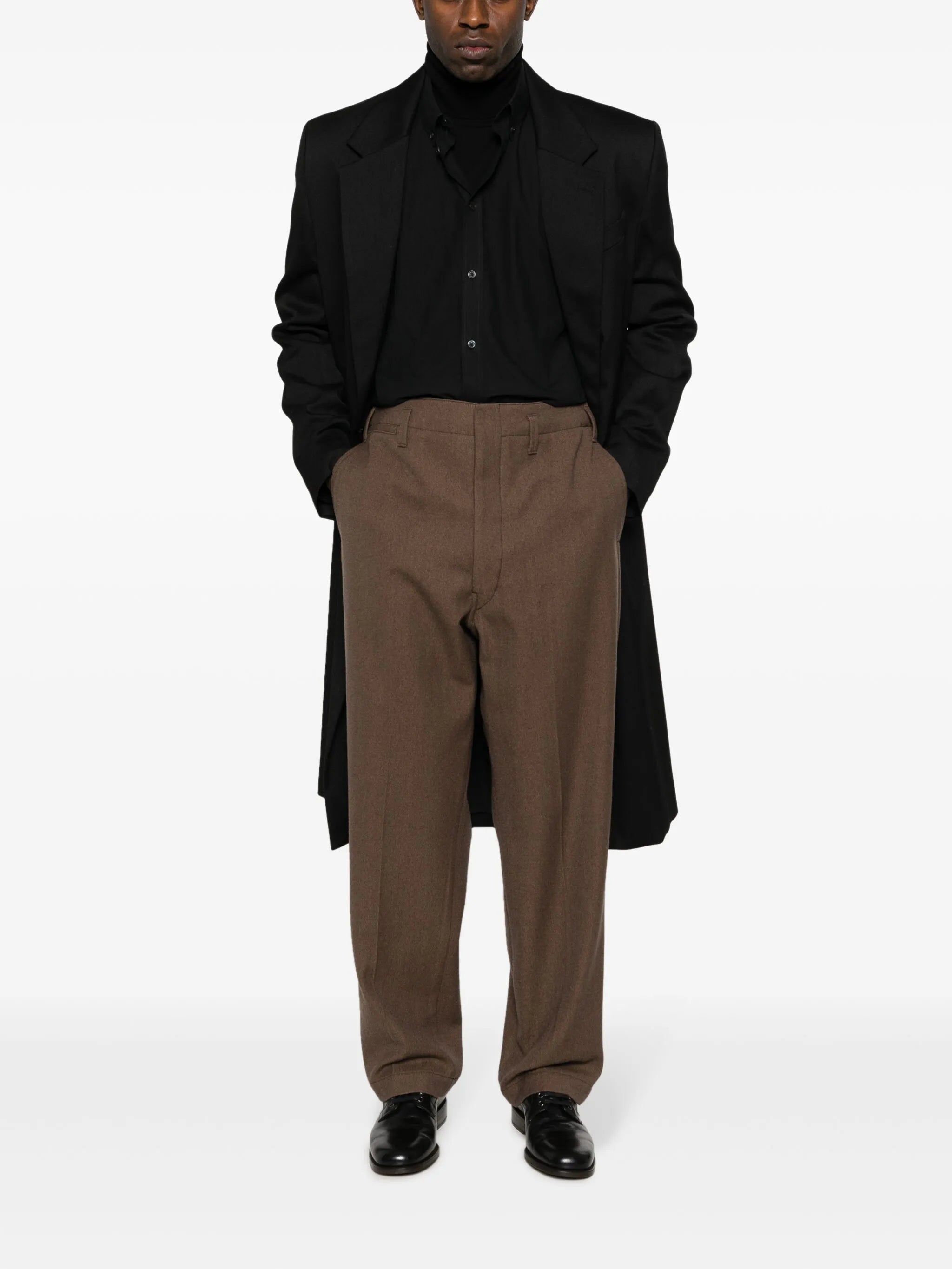 straight-leg wool-blend trousers
