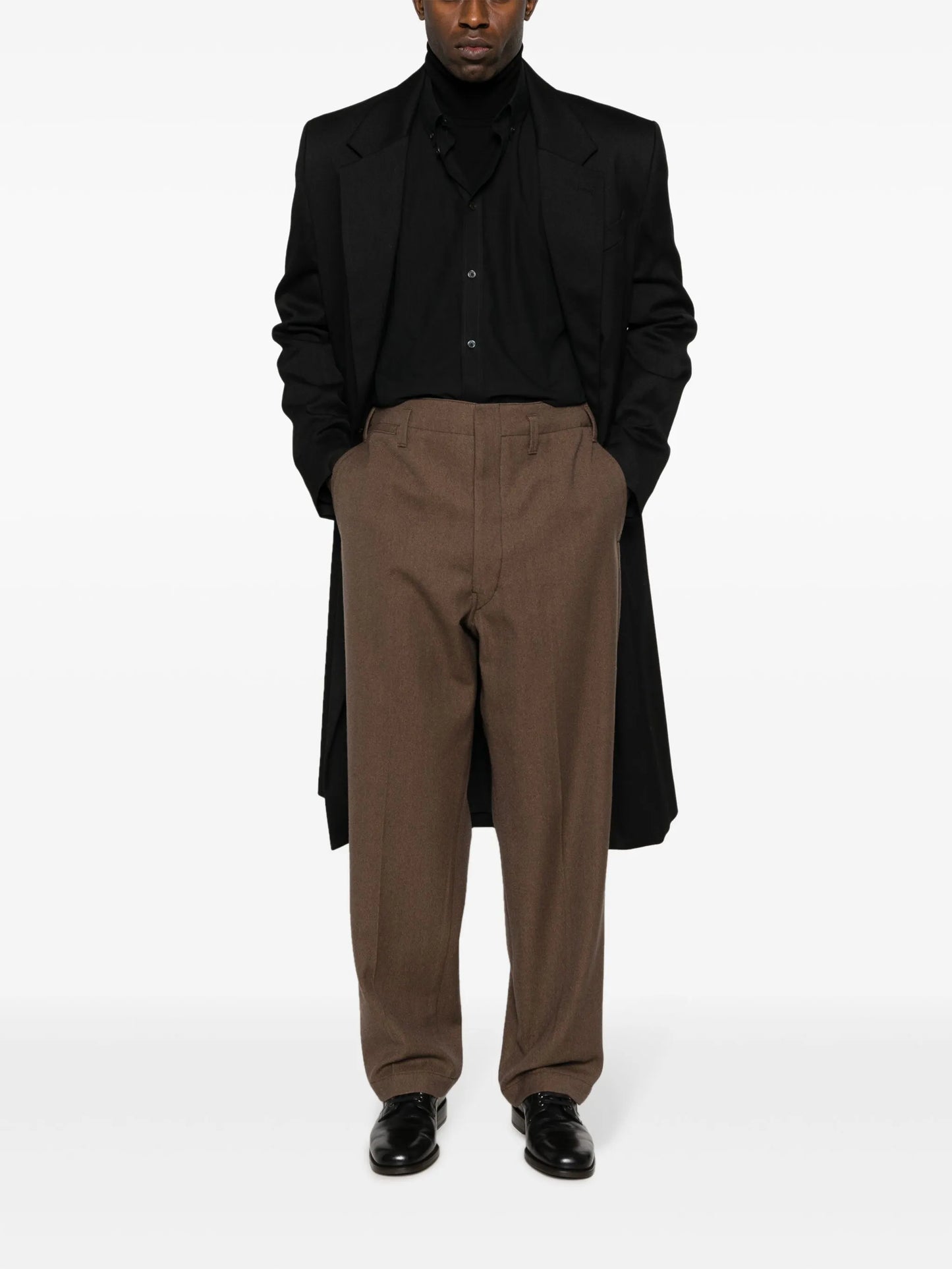 straight-leg wool-blend trousers