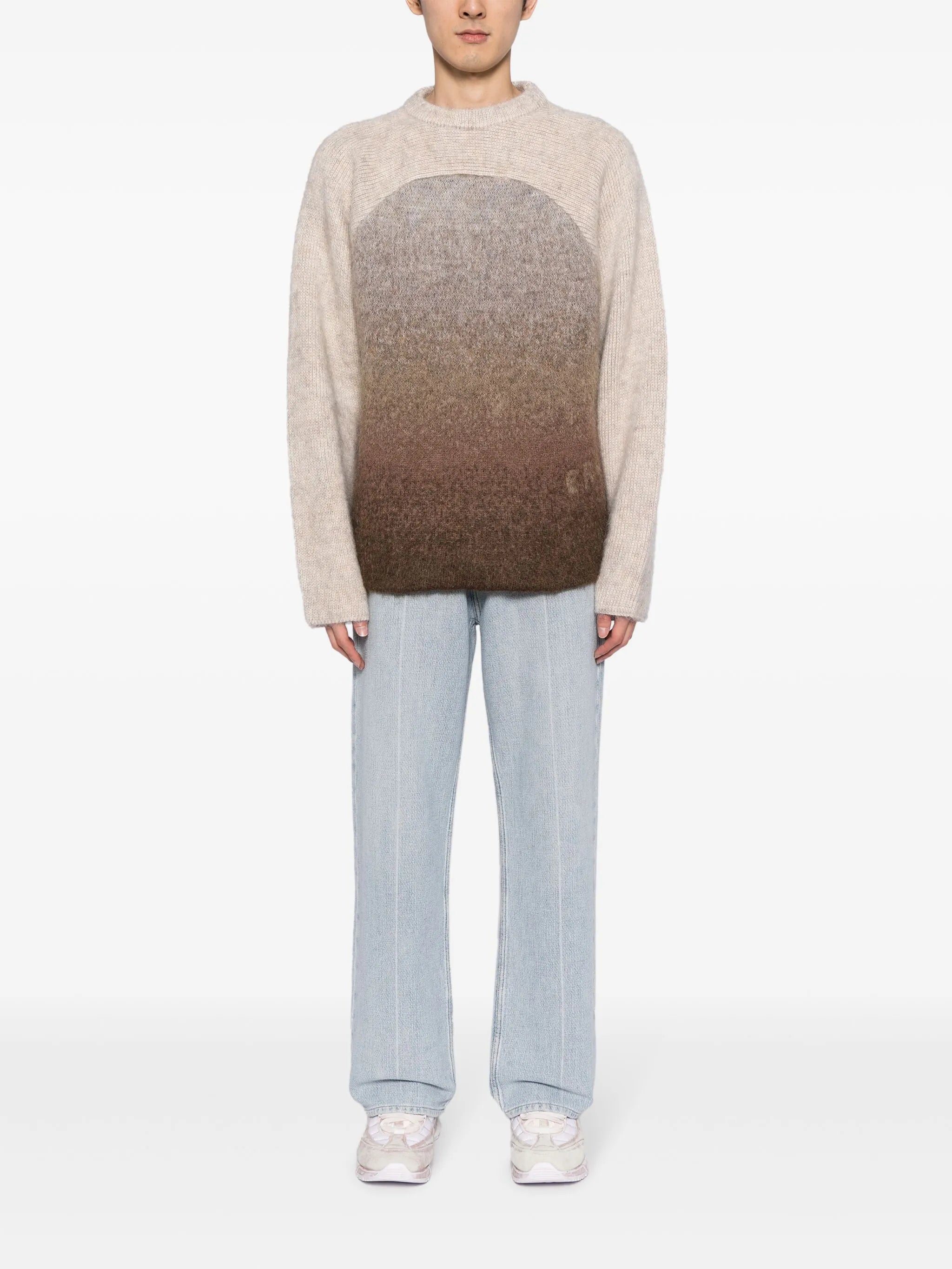 Rainbow gradient-effect crew-neck jumper
