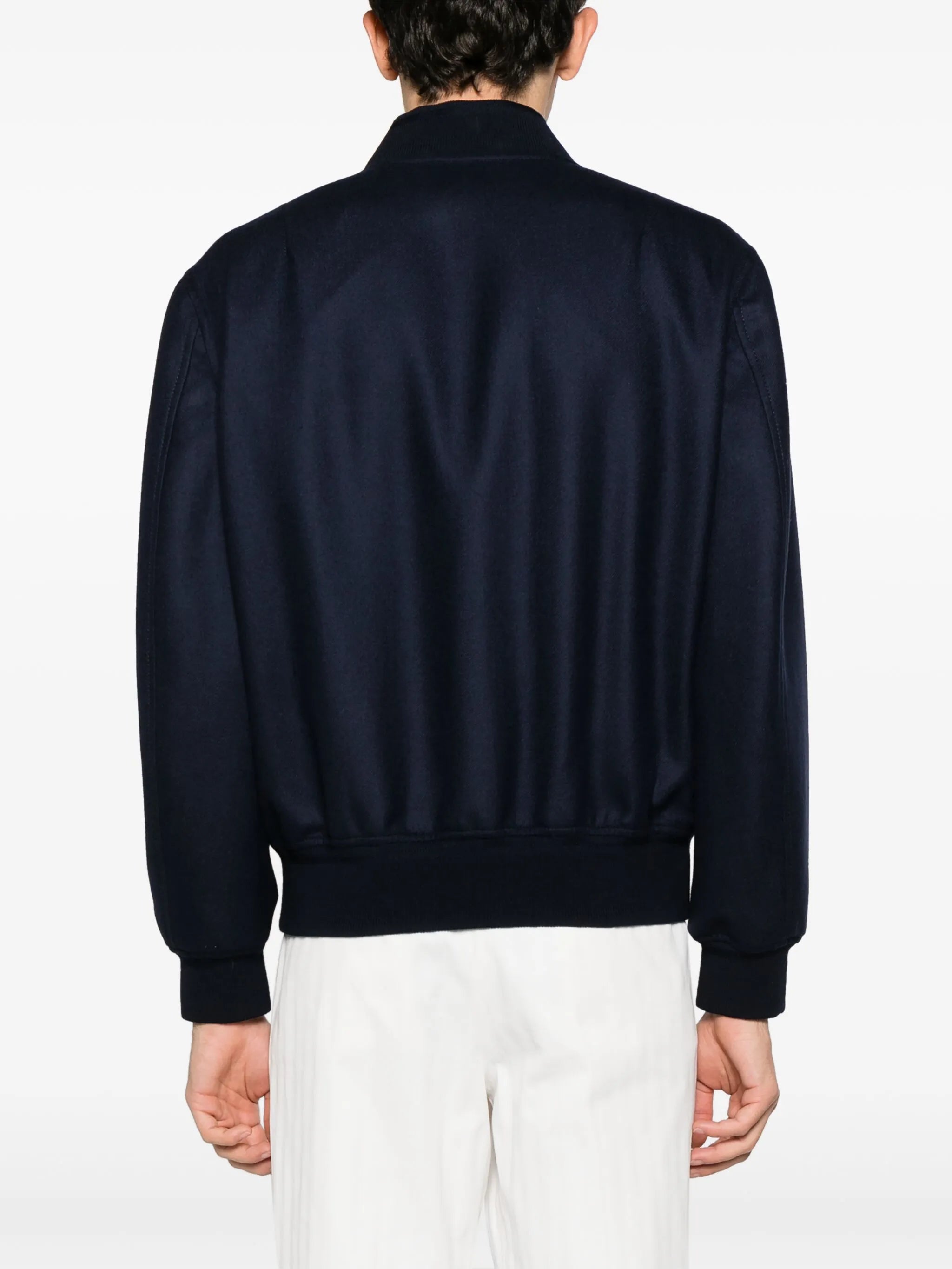 brushed-effect twill bomber jacket