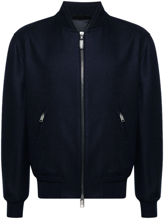brushed-effect twill bomber jacket