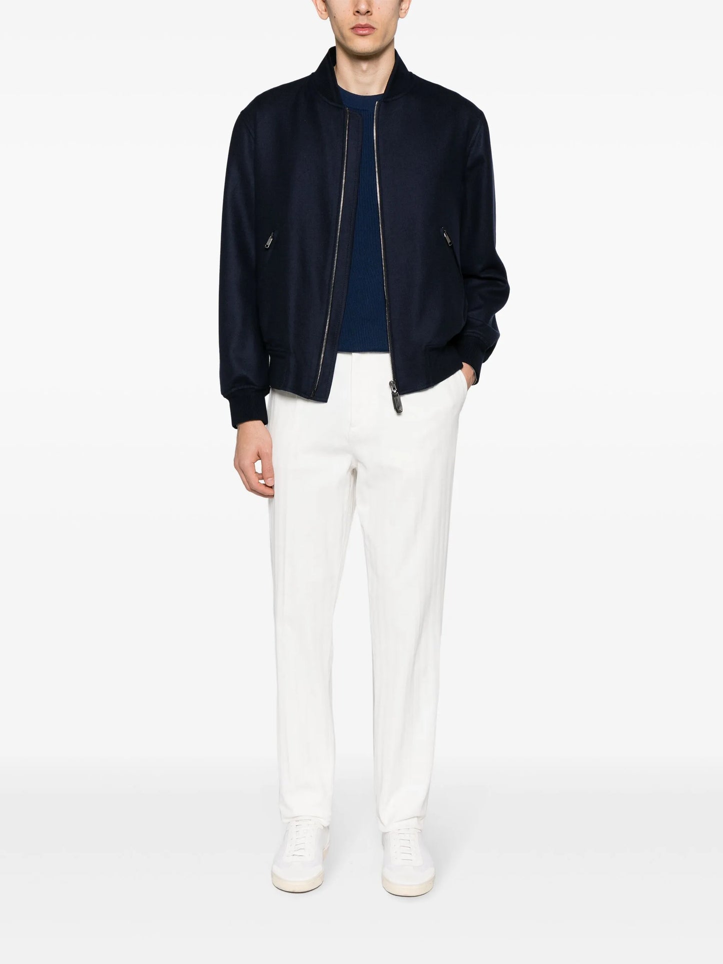 brushed-effect twill bomber jacket