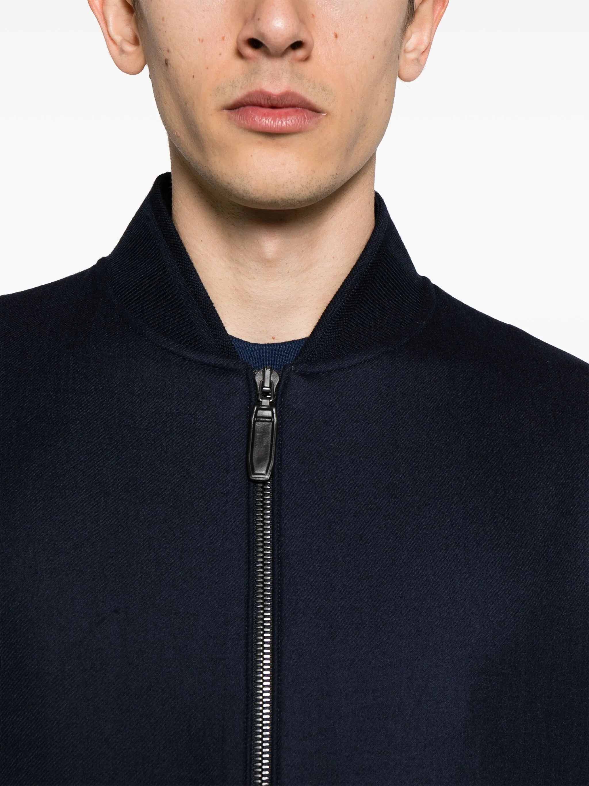 brushed-effect twill bomber jacket