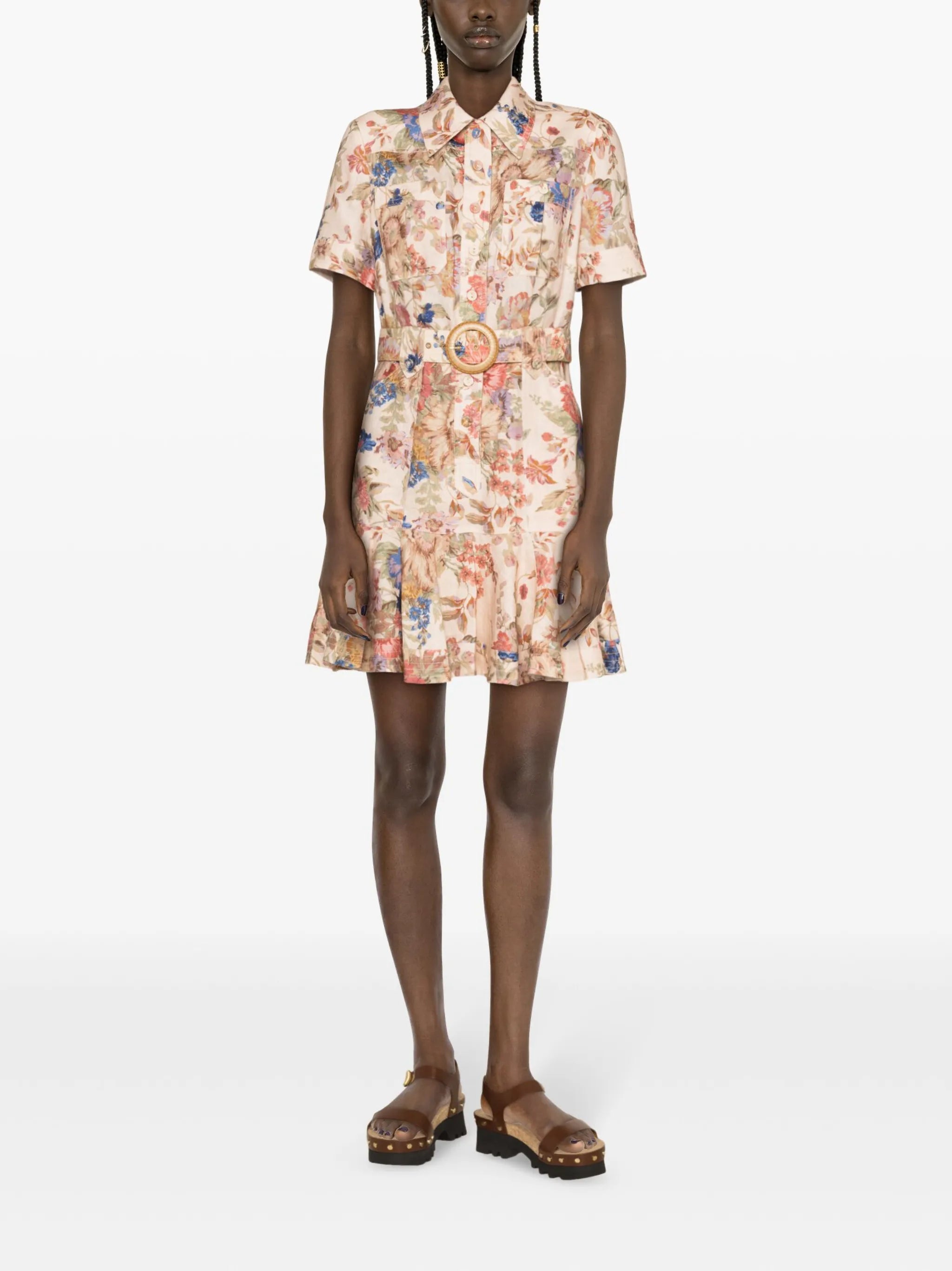 August floral-print shirtdress