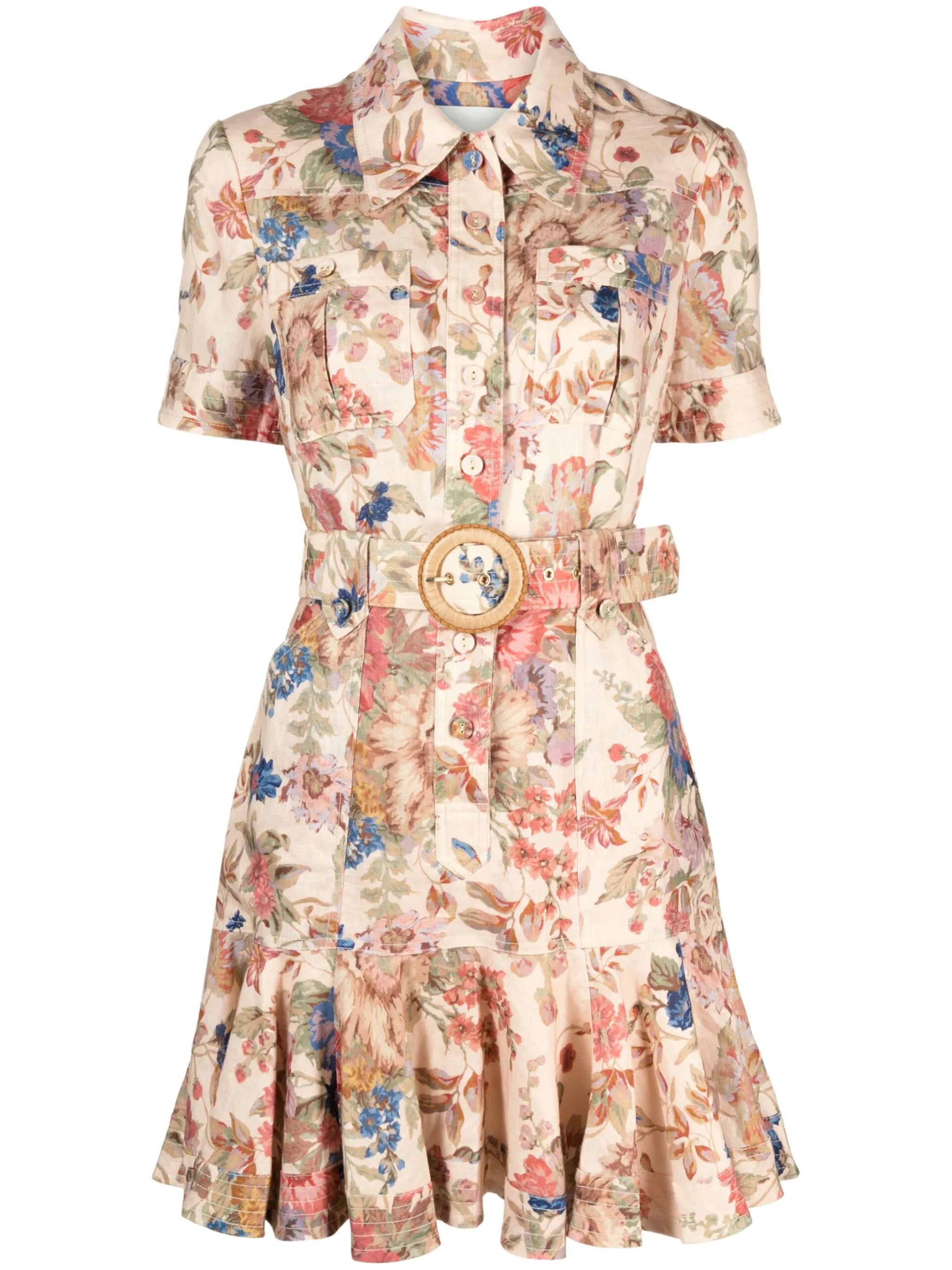 August floral-print shirtdress
