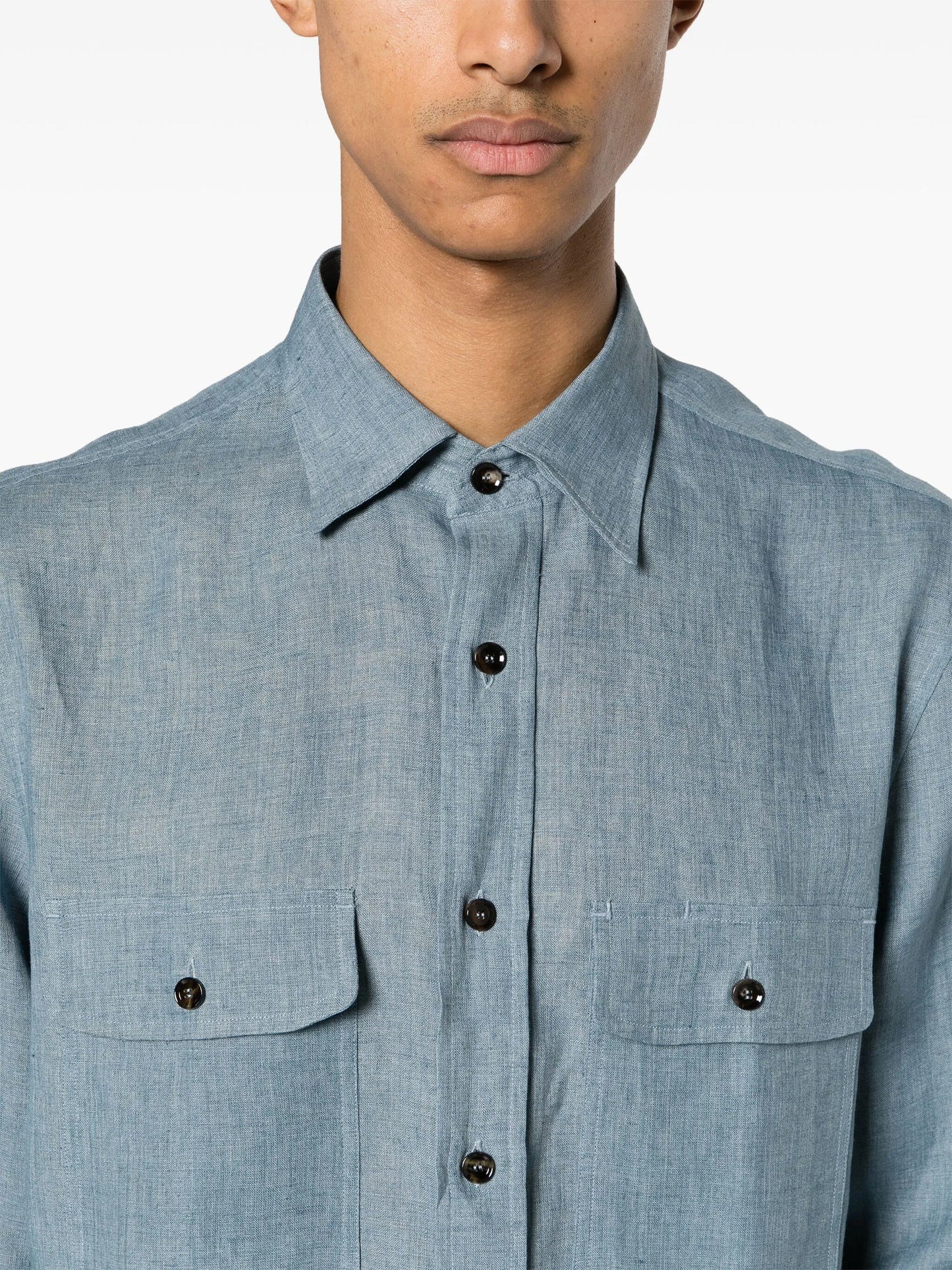 button-down collar linen shirt