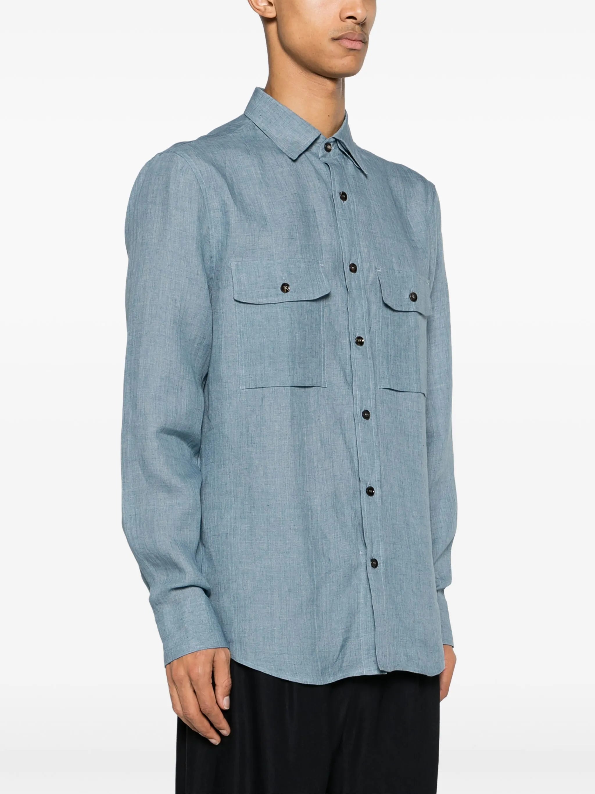 button-down collar linen shirt