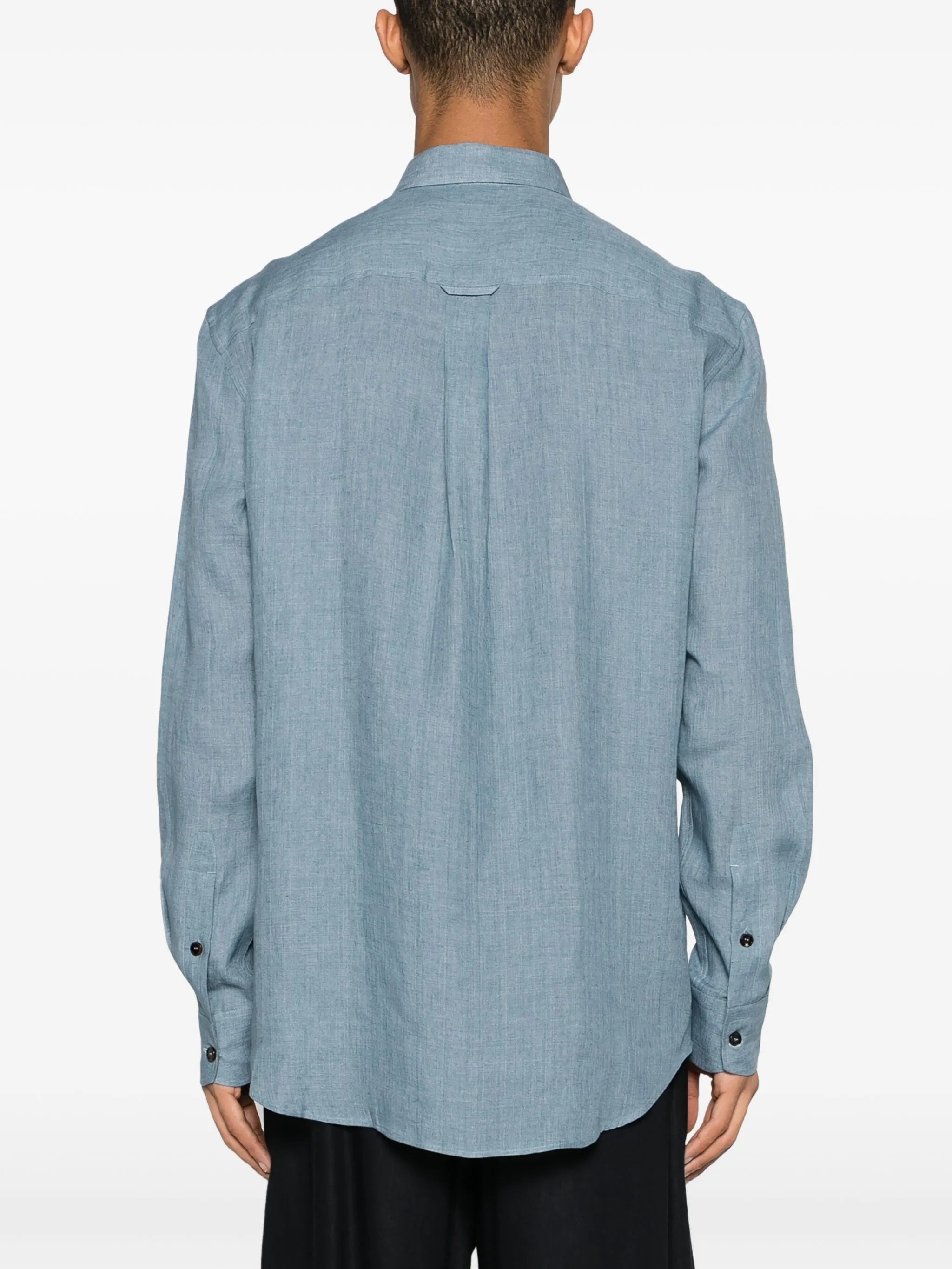 button-down collar linen shirt
