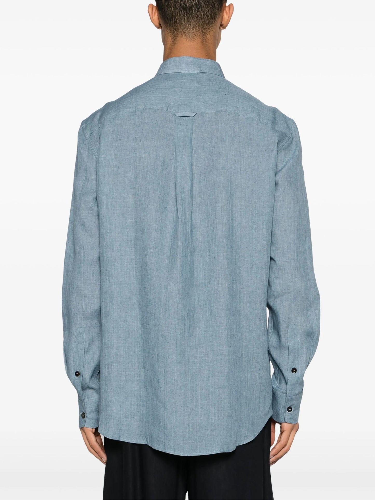 button-down collar linen shirt