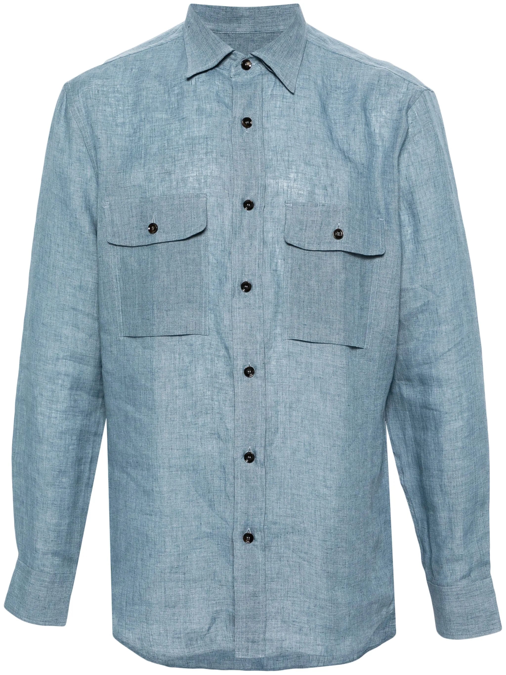 button-down collar linen shirt