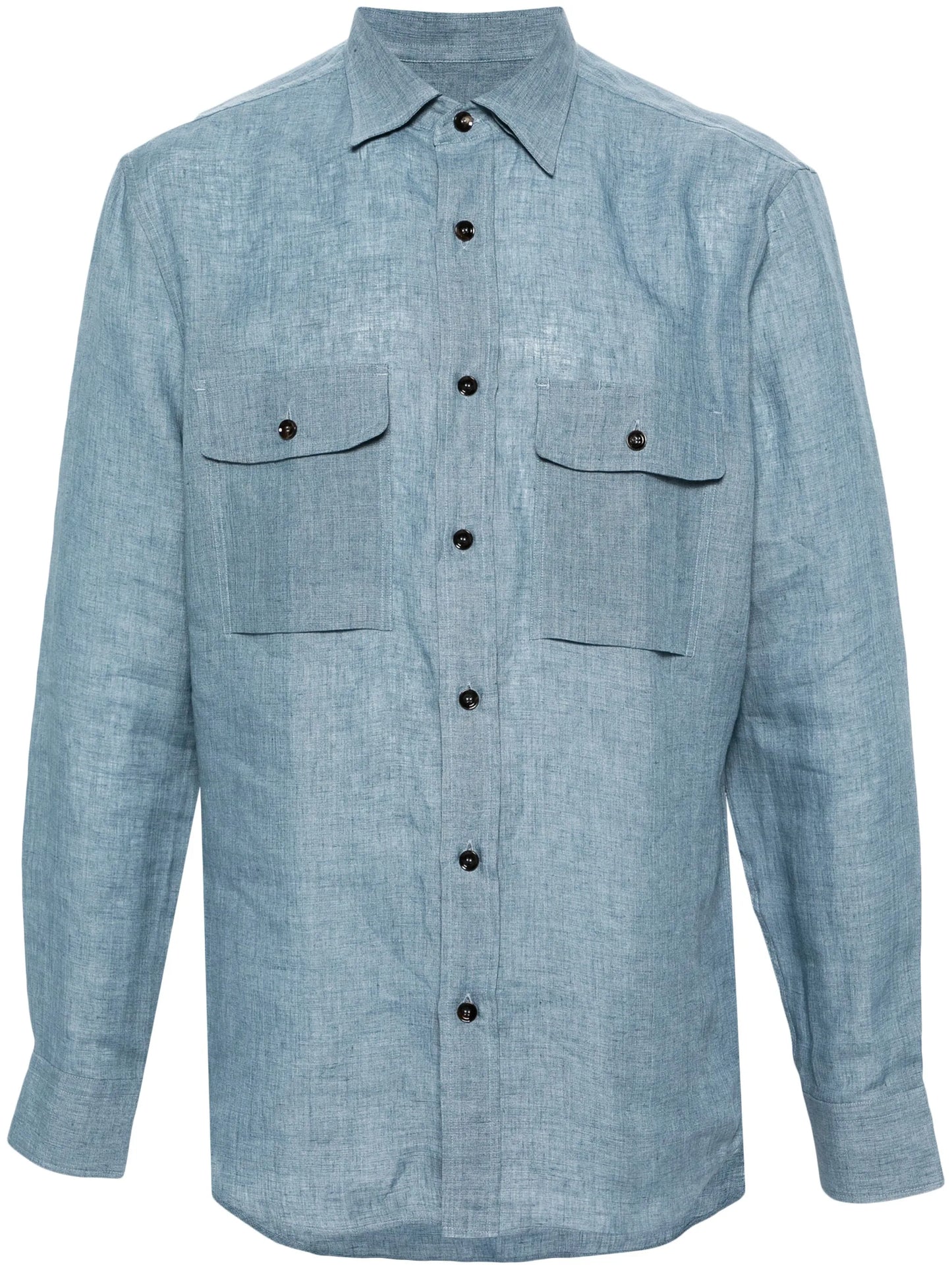 button-down collar linen shirt