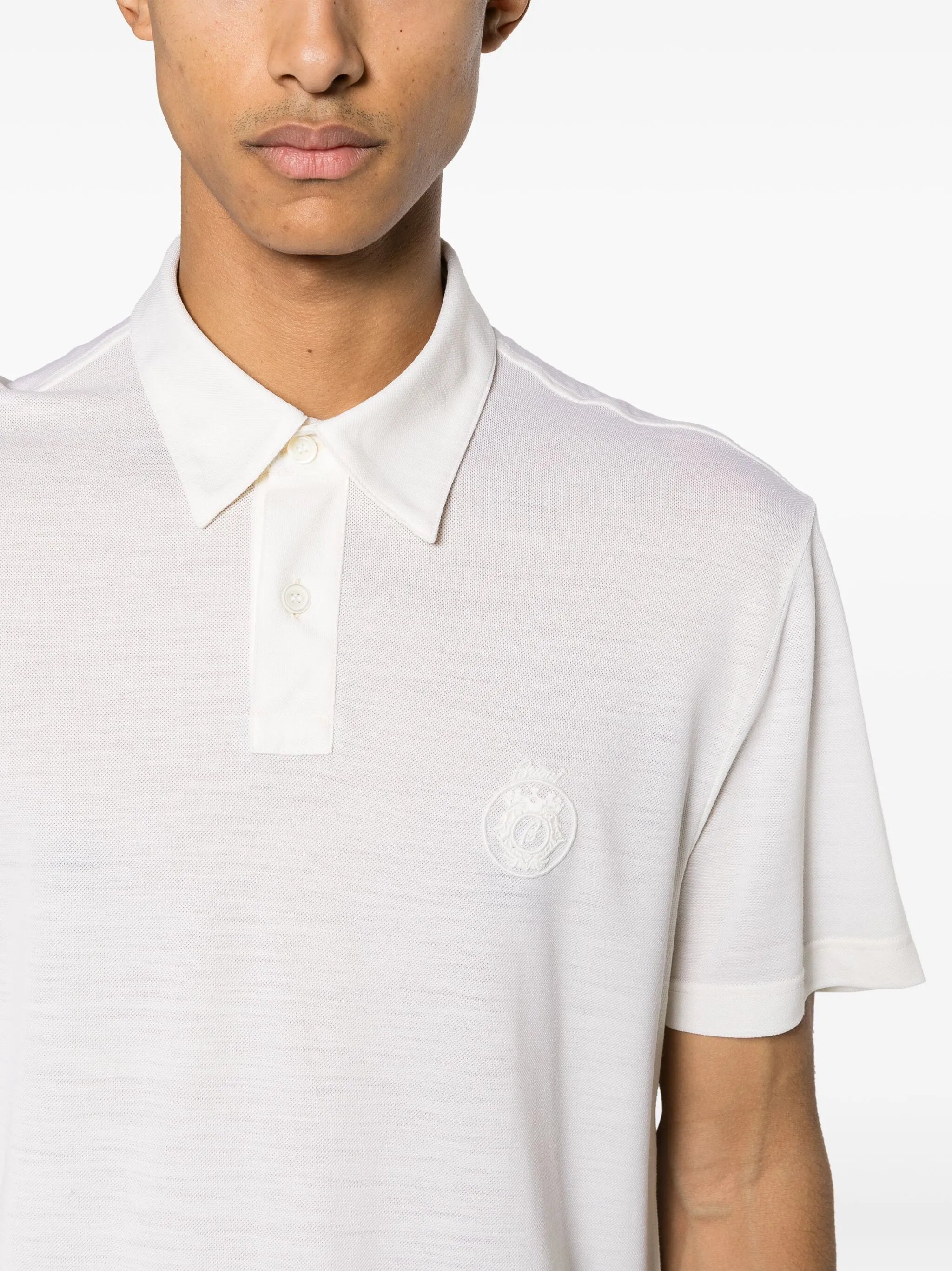logo-embroidered wool polo shirt