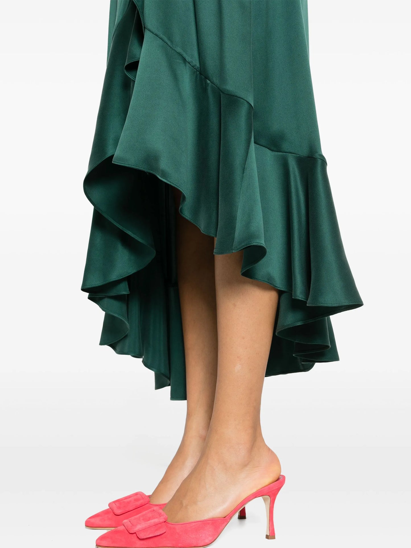 long-sleeve wrap silk midi dress