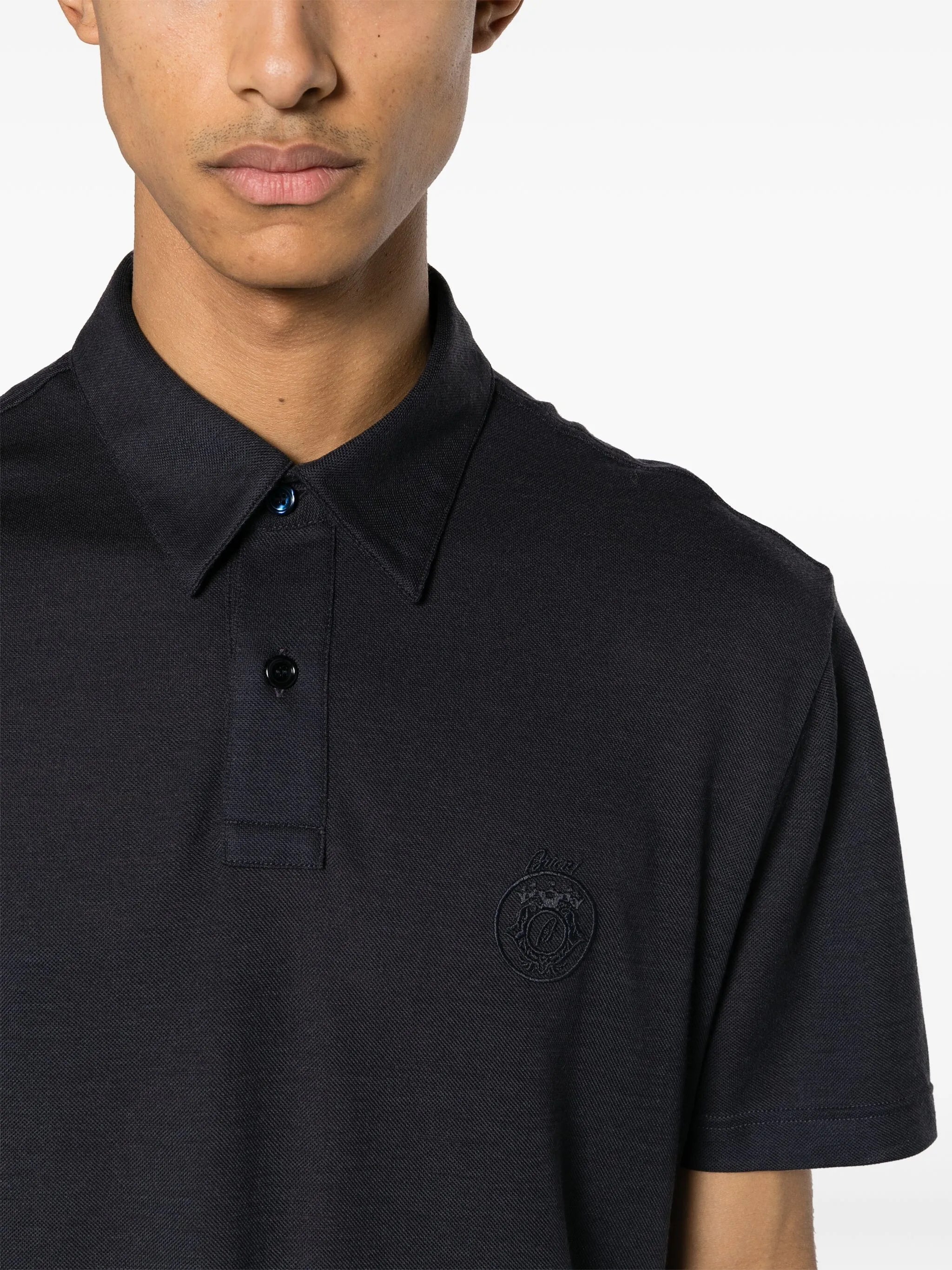 logo-embroidered wool polo shirt