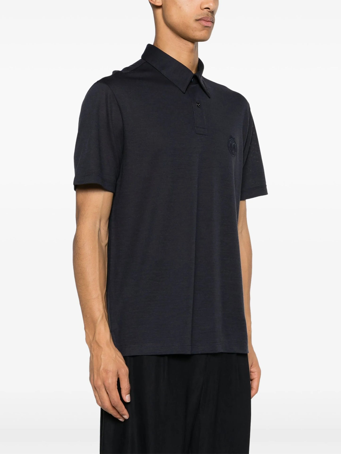 logo-embroidered wool polo shirt